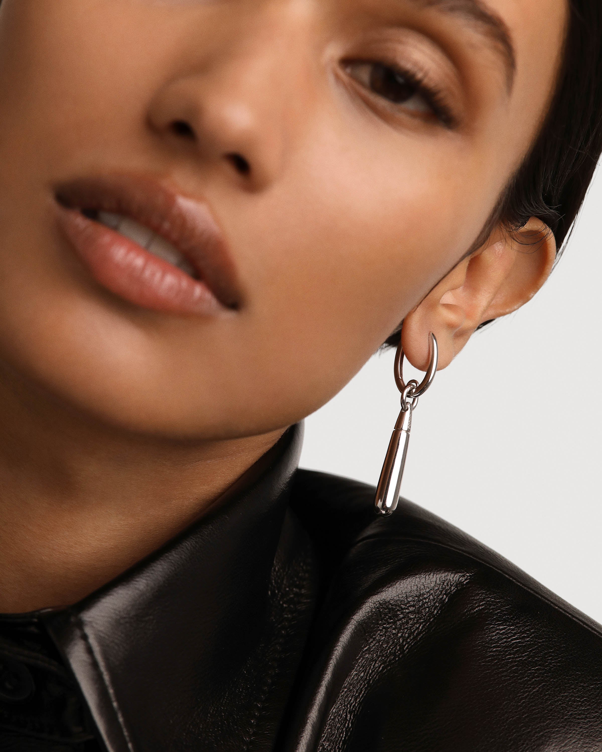Large Jupiter Silver Single Hoop Earrings for Women - Minimalist Dainty Everyday Hoops - Perfect for Office, Date Night & Casual Wear
