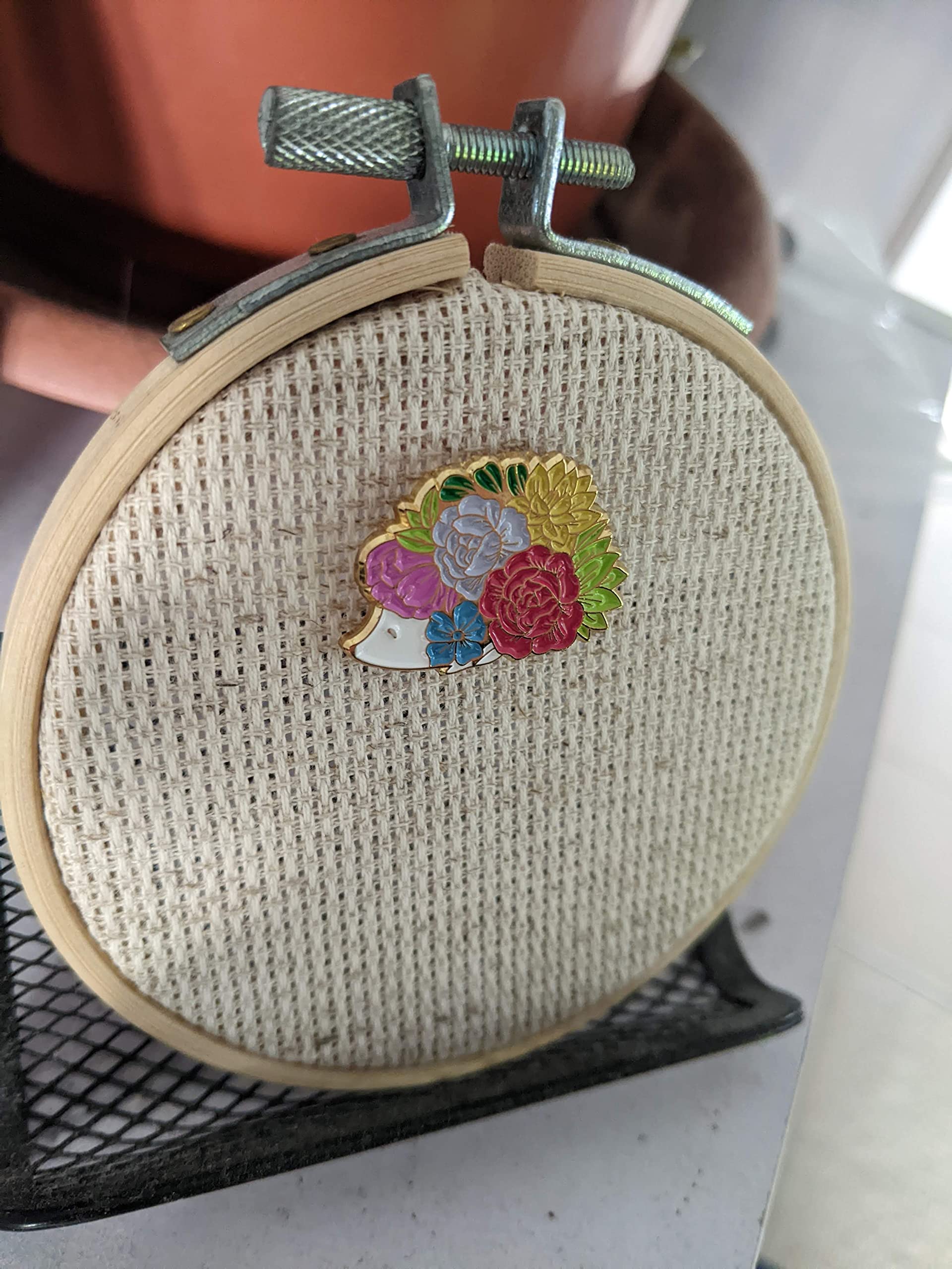 Floral Hedgehog Needle Minder for Cross Stitch & Embroidery - Secure Your Needles While Crafting, Perfect for DIY Projects and Handmade Gifts