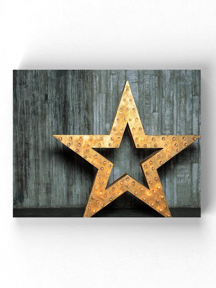 Big Star with Lights Wrapped Canvas Wall Art - Modern LED Light Up Home Decor for Living Room, Bedroom, Nursery (Perfect for Christmas, Parties & Night Light)