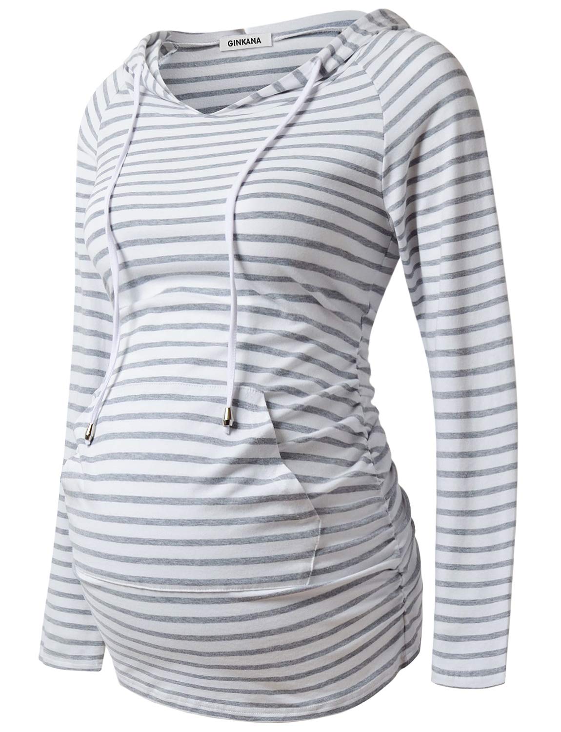 GINKANA Maternity Hoodie - Soft Long Sleeve Pregnancy Sweatshirt for Women | Comfortable Casual Maternity Top for Everyday Wear & Nursing