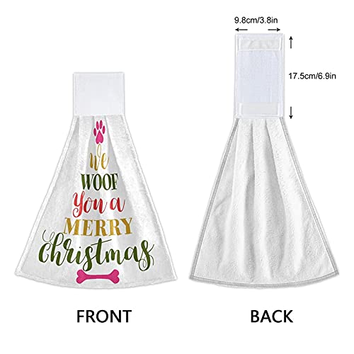 Christmas Dog Quote Kitchen Towels - 2 Pack Super Absorbent Hanging Dish Towels with Loops for Kitchen, Bathroom & Bar | Cute Holiday Hand Towels for Oven, Tabletop & Tea Time Decor