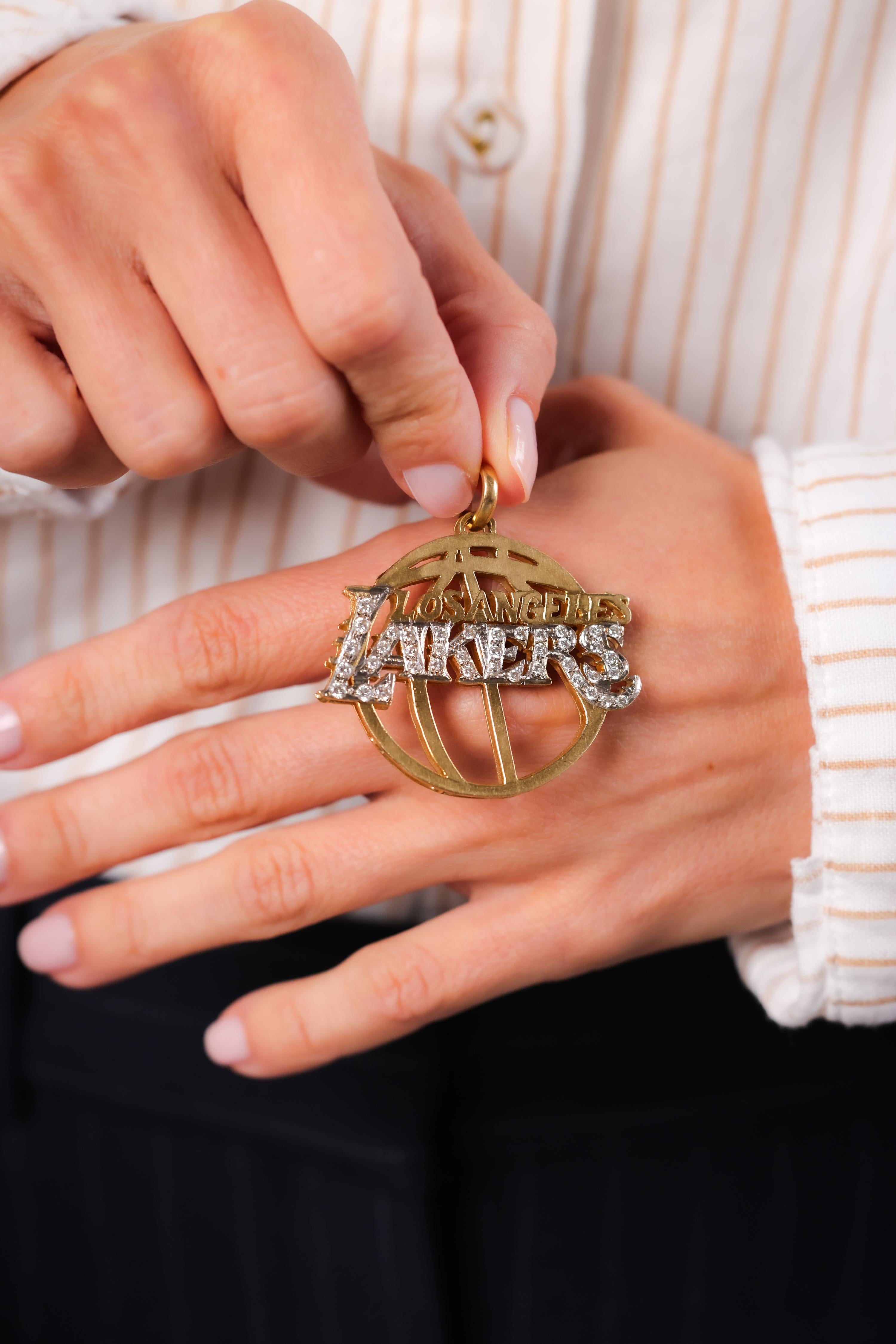 14K Yellow & White Gold Lakers Pendant with Diamonds - Elegant NBA Jewelry for Men & Women - Perfect for Gifts, Game Days & Lakers Fans