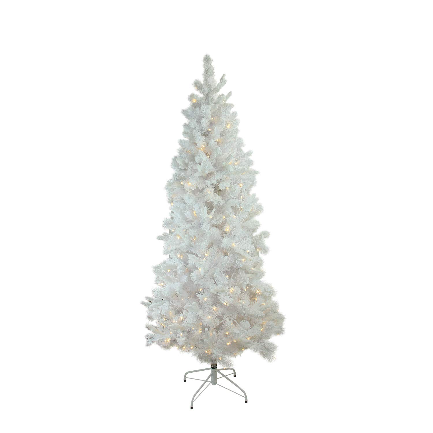 6.5ft Pre-Lit Flocked Artificial Christmas Tree with Warm White LED Lights - Northlight Flocked Pine Holiday Tree for Home, Office & Party Decor