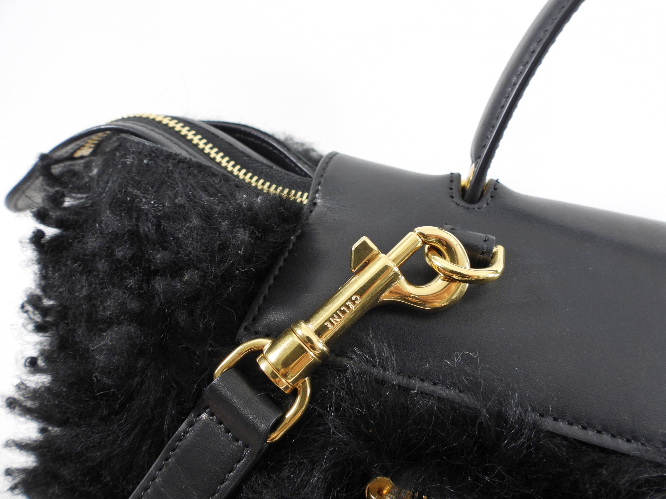 Celine Black Shearling Belt Bag - Stylish Crossbody Fanny Pack for Women | Perfect for Travel, Shopping & Everyday Use