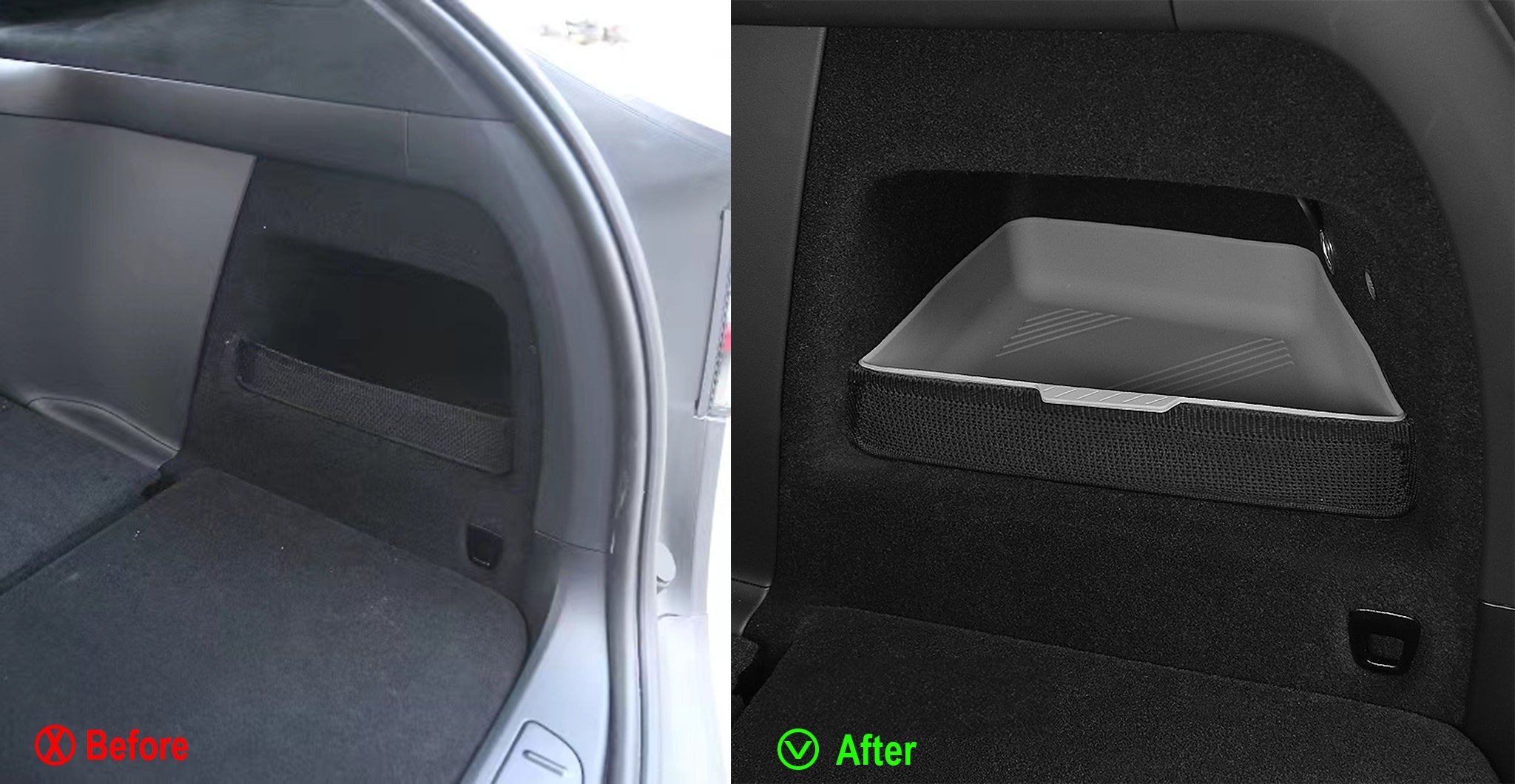 Tesla Model X 2021+ Rear Trunk Side Storage Organizer (3-Piece Set) - Perfect for Car Accessories Organization & Road Trips