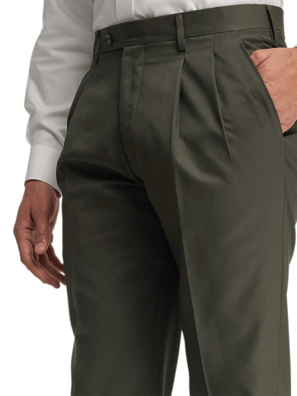 Premium Wool Gabardine Dress Pants for Men - Olive Green | Comfortable & Durable Office & Business Casual Trousers | Perfect for Work, Weddings & Formal Events