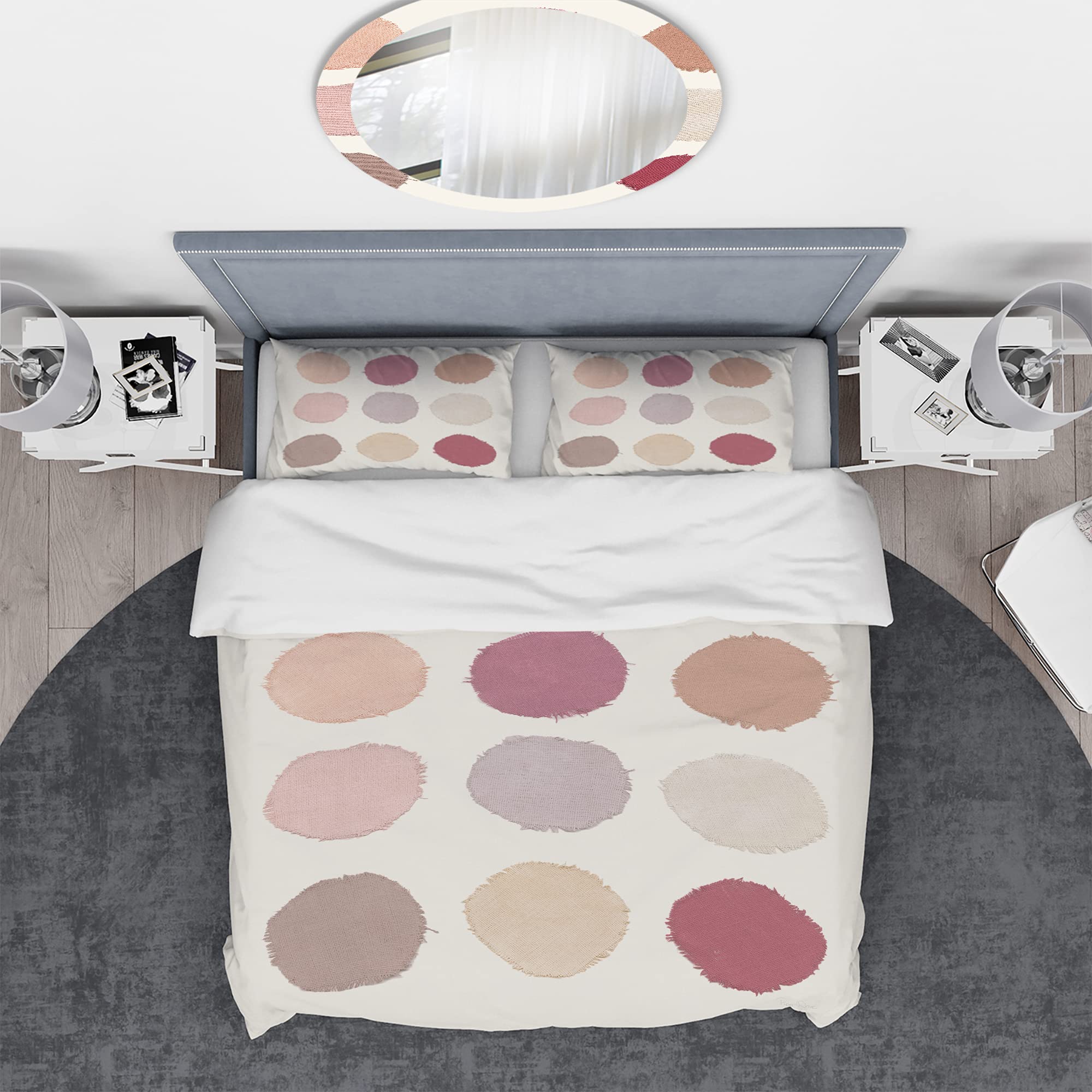 DesignQ Modern Beige Geometric Duvet Cover Set King - 3 Piece Contemporary Bedding with Unique Circle Patterns, All Season Soft & Breathable - Perfect for Master Bedroom, Guest Room & Dorm Decor