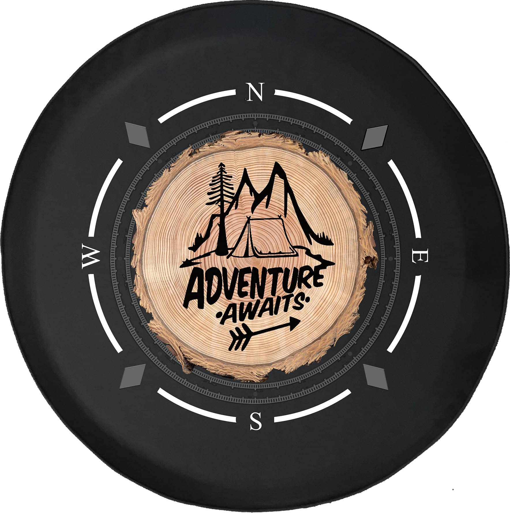 American Unlimited Spare Tire Cover with Compass Design - Universal Fit for SUV, Trailer, RV & Most Vehicles - Perfect for Off-Road Adventures & Road Trips