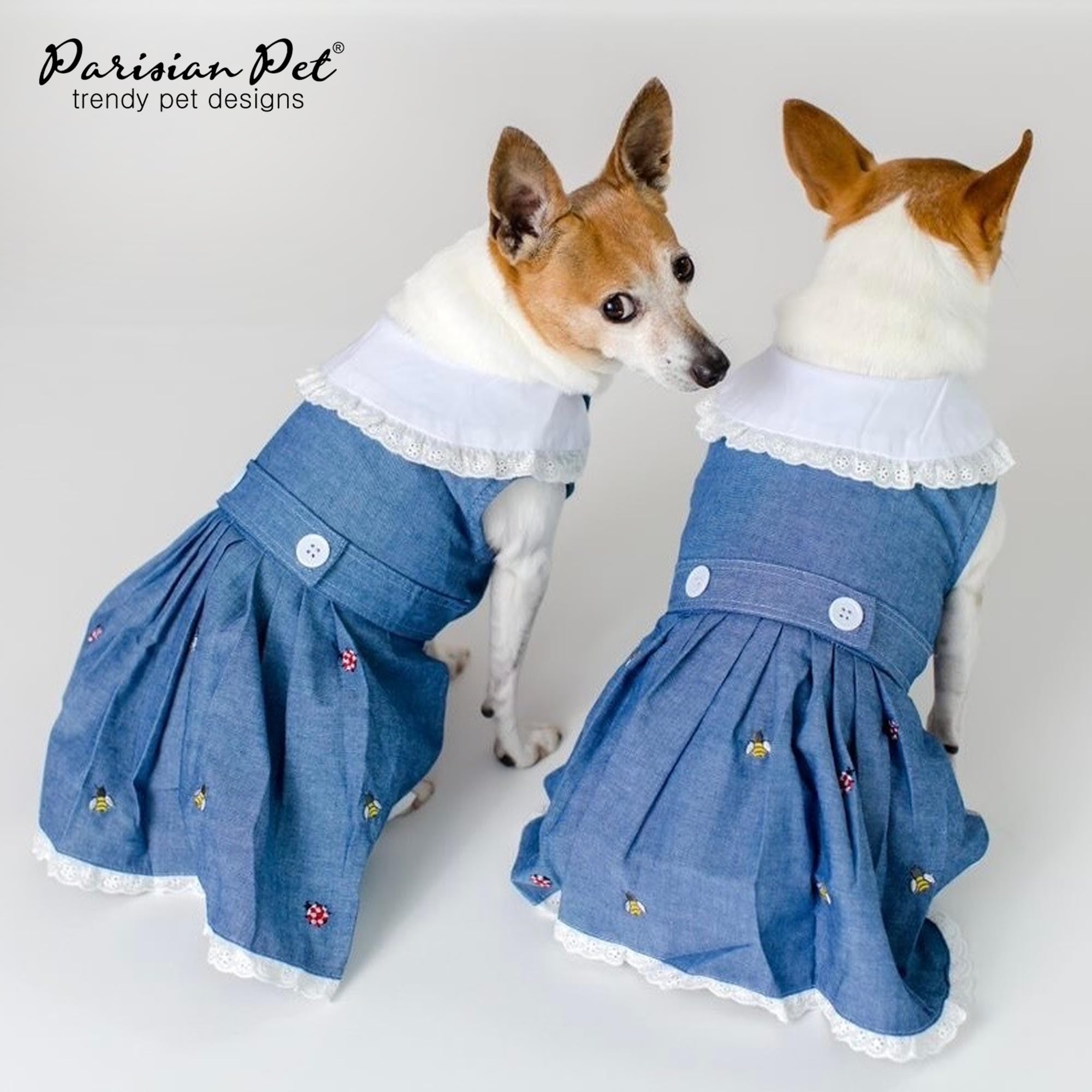Parisian Pet Dog Dress - Chambray Dog Overalls - Lightweight & Fashionable Summer Dog Skirt - Sleeveless Dog Clothes for Large Dogs (2XL) - Perfect for Outdoor Adventures, Beach Trips & Photo Shoots