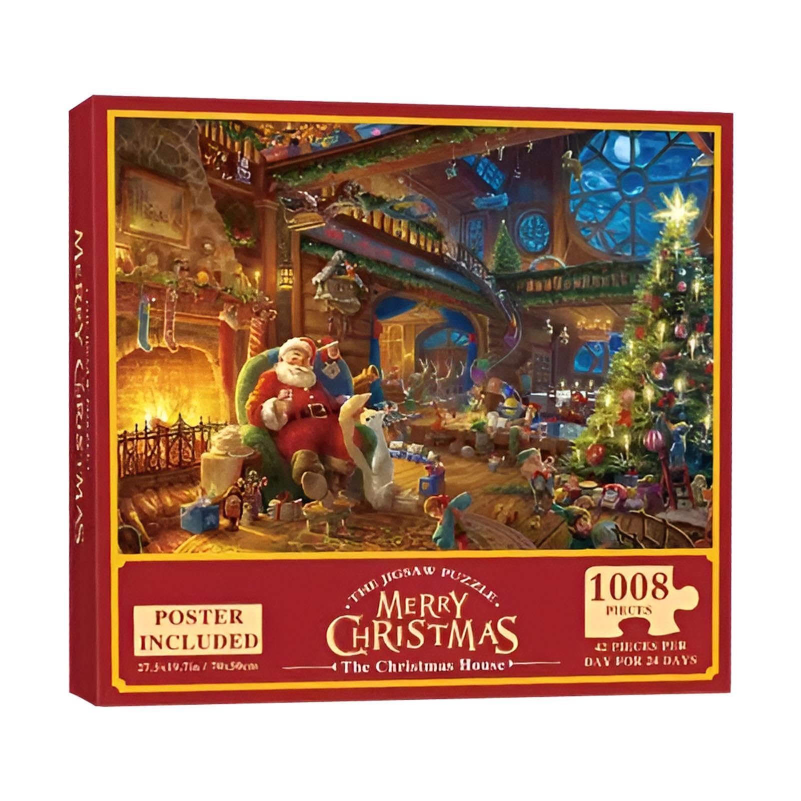 Christmas Countdown Puzzle Advent Calendar - 1008 Piece Holiday Puzzle for Family Game Night, Festive Countdown Activity for Kids & Adults - Perfect for Holiday Decor & Christmas Party Entertainment
