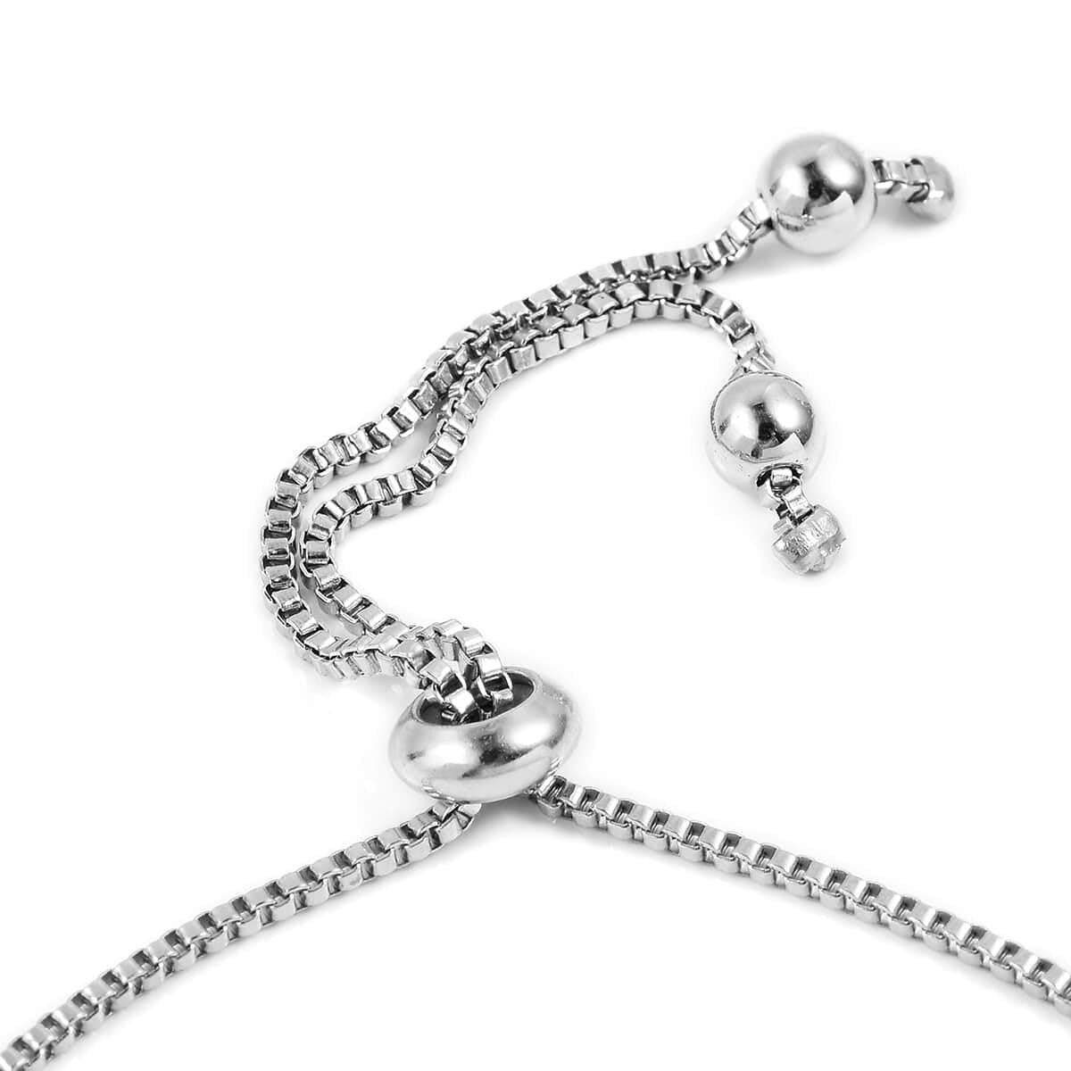 SHOP LC Black Crystal Resin Beads Silvertone Bolo Bracelet for Women - Adjustable 6