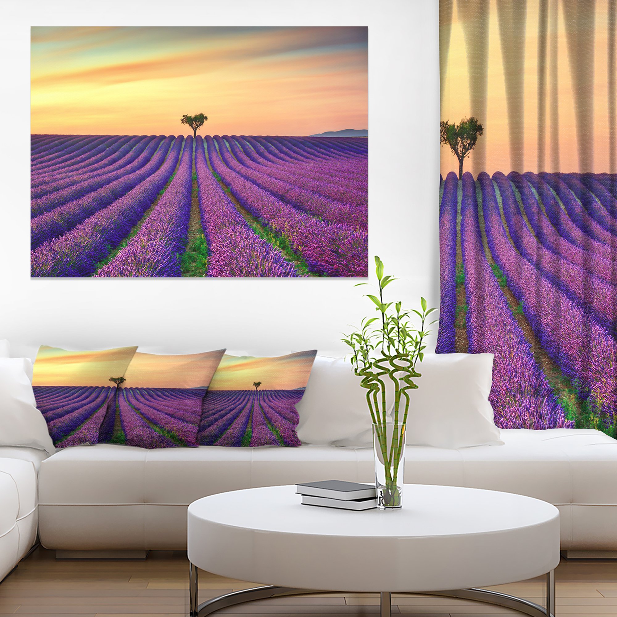 Lavender Fields in Provence - Large Landscape Wall Art Print for Living Room Decor | French Countryside Painting | Home & Office Wall Decor