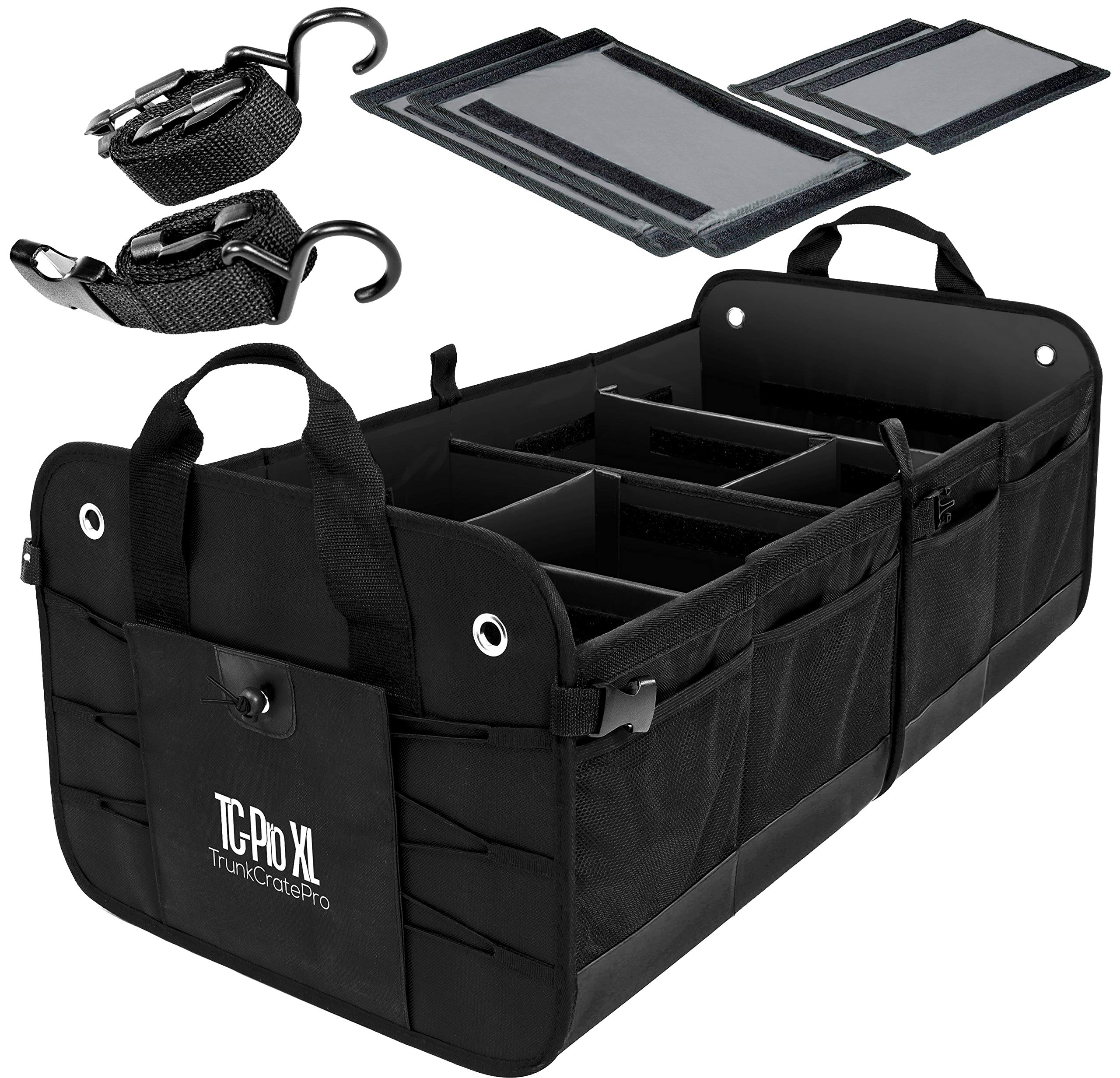 Premium TRUNKCRATEPRO Extra Large Collapsible Trunk Organizer for SUV, Truck, Car, RV, Jeep, Van - Multi-Compartment Storage with Durable Black Fabric (36.22