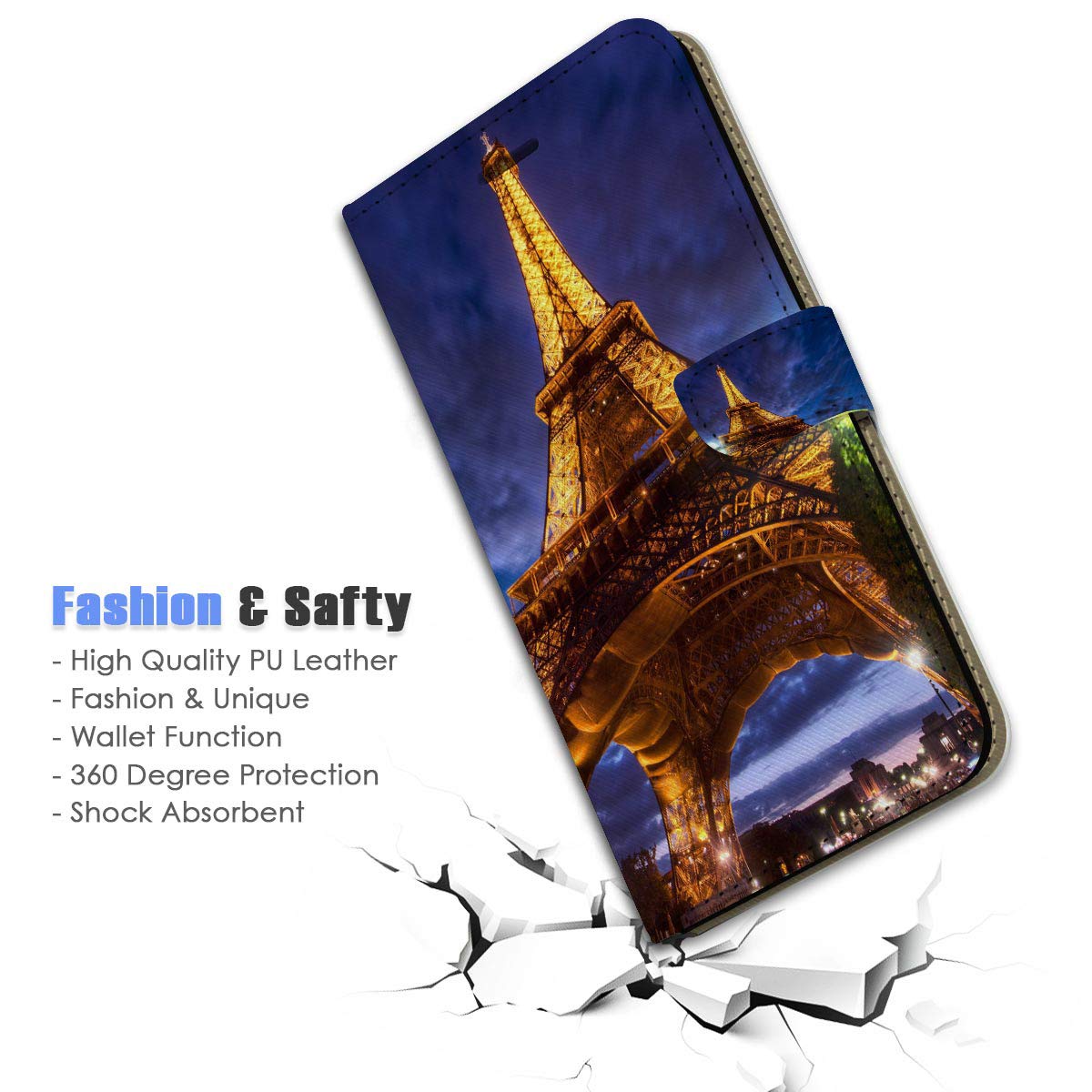 iPhone 12 Pro Max Wallet Case with Flip Cover - Eiffel Tower Paris Design A21054 | Perfect for Travel, Business & Everyday Use