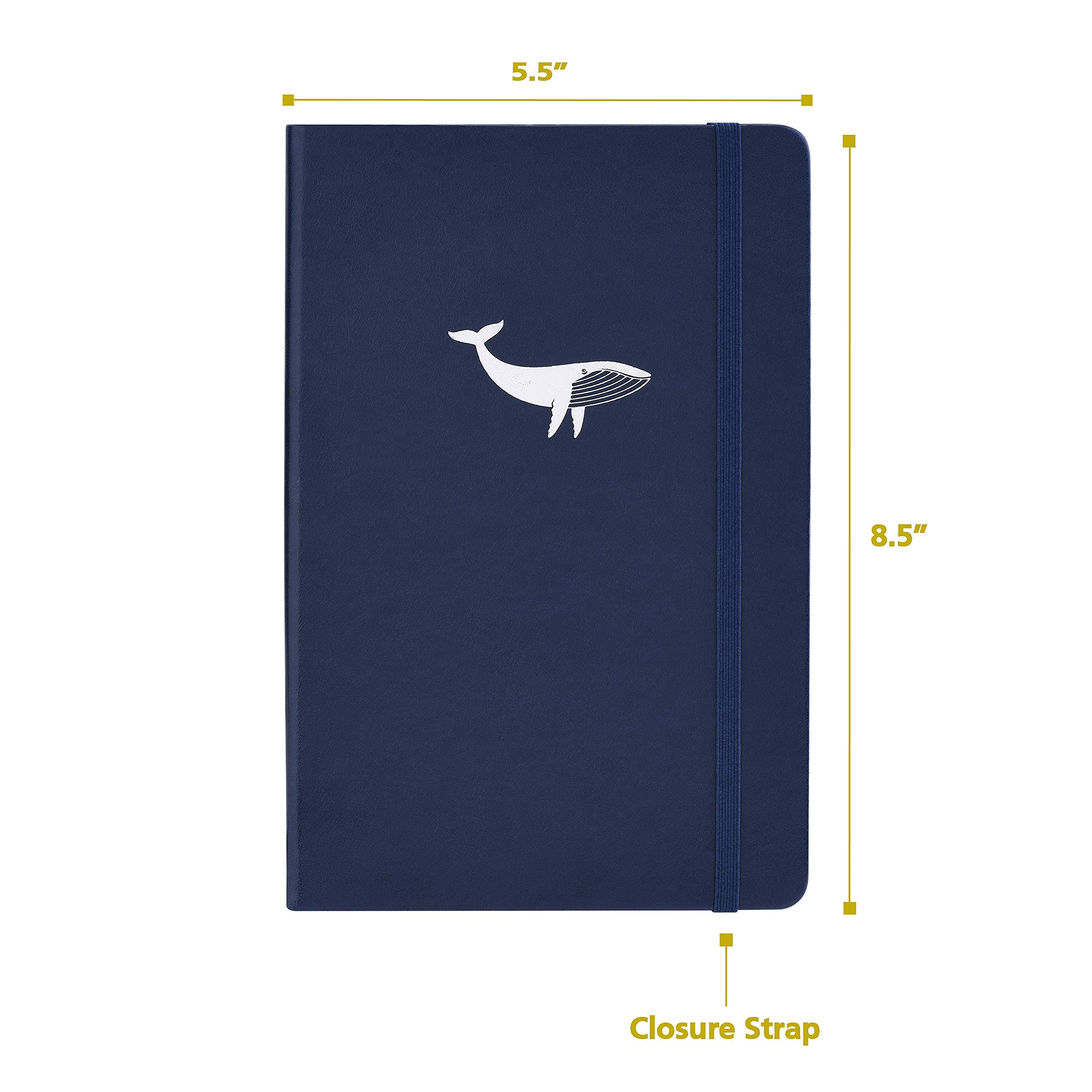 Premium Hardcover Lined Journal with Luxury Pen - A5 Notebook for Writing, Note Taking & Journaling - Perfect Gift for Students, Professionals & Writers (Navy Whale Design) - Ideal for Office, School & Travel Use