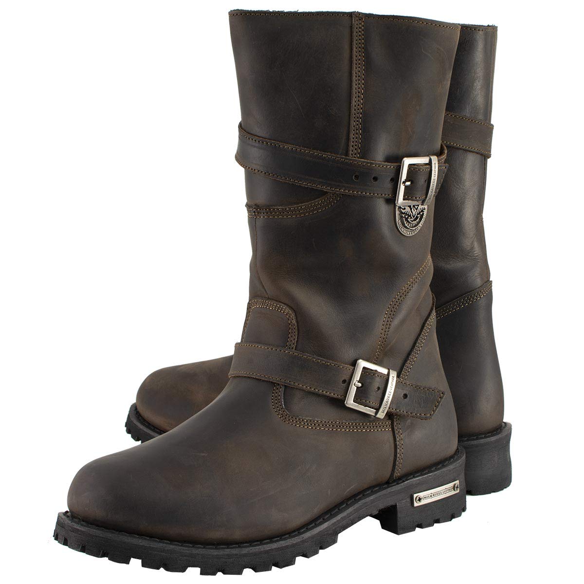 Milwaukee Leather Men's Classic Distressed Brown Leather Motorcycle Engineer Boots - Rugged Biker Boots for Harley Davidson & Cruiser Riders - Perfect for Motorcycle Riding, Work & Outdoor Adventures (MBM9063-10)