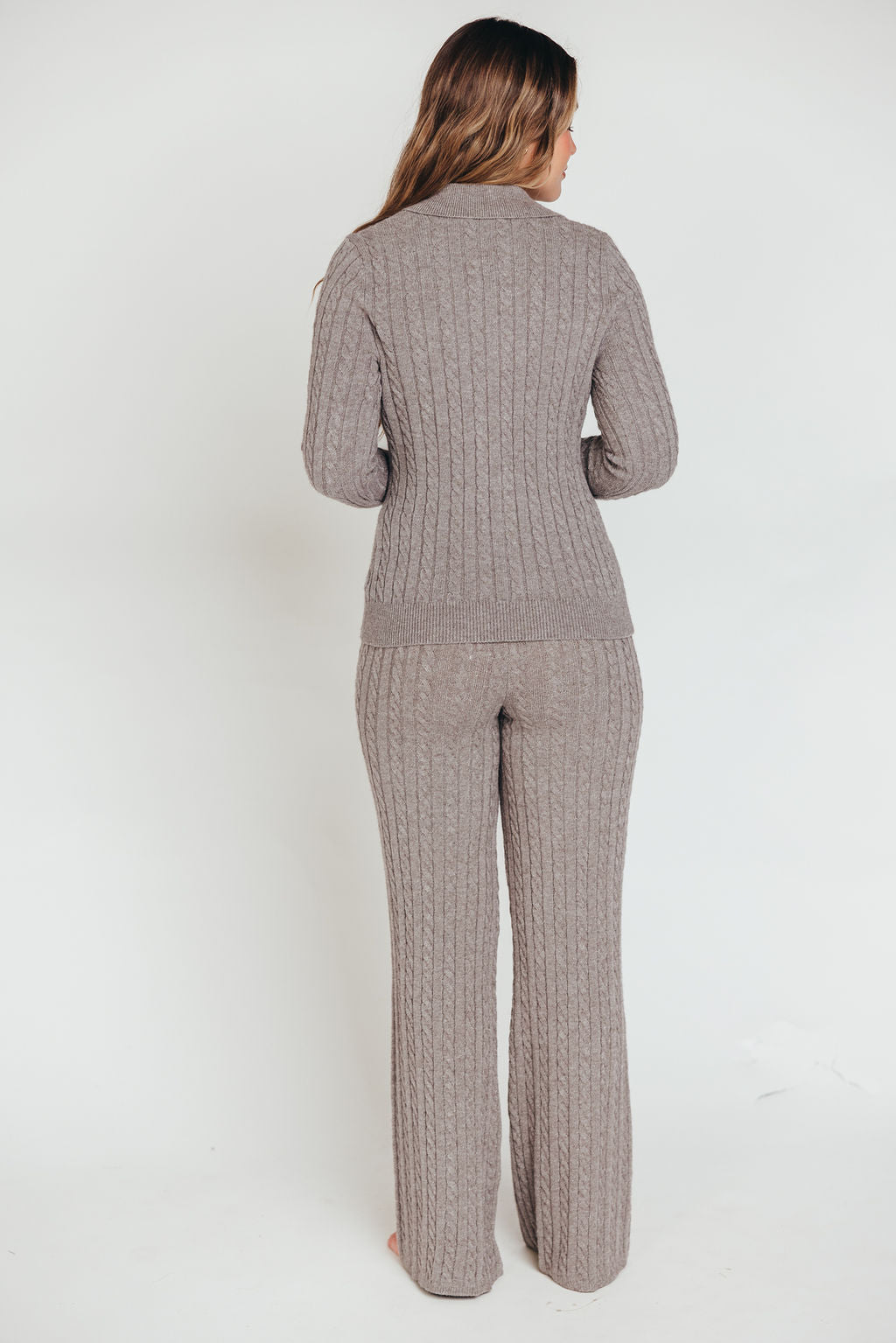 Premium Willow Cable Knit Pants in Greige - Soft Comfortable Women's Lounge Pants for Home, Yoga & Casual Wear