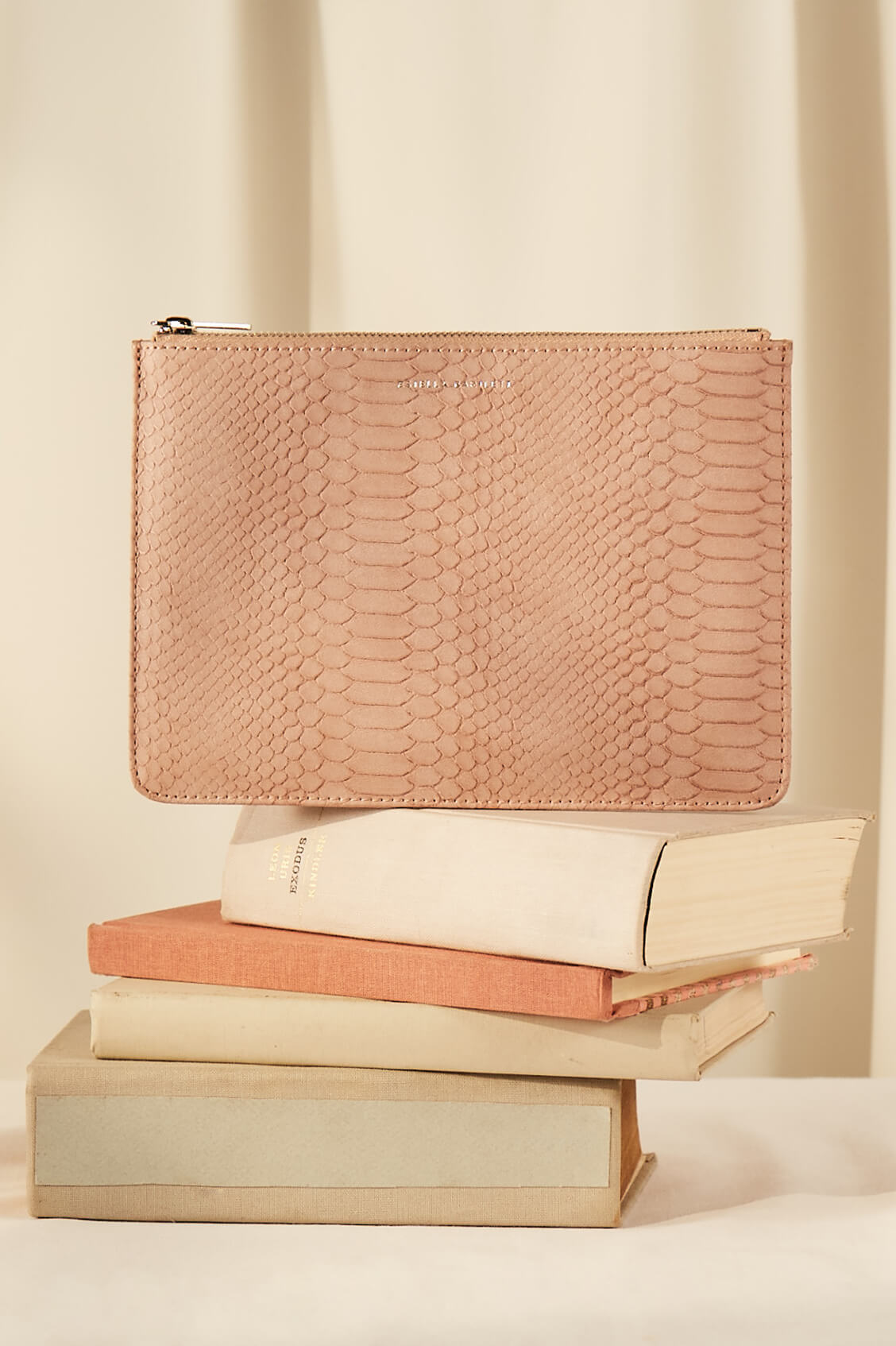 Blush Pink Snake Print Faux Leather Medium Pouch EBP3627 - Perfect for Makeup Bag, Travel Organizer & Everyday Essentials Storage