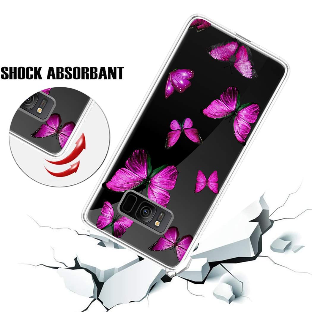 Cute Clear Slim Shockproof TPU Rubber Phone Case for Samsung Galaxy S8 - Butterfly Pattern Protective Cover for Women & Girls | Perfect for Everyday Use, Work & Travel