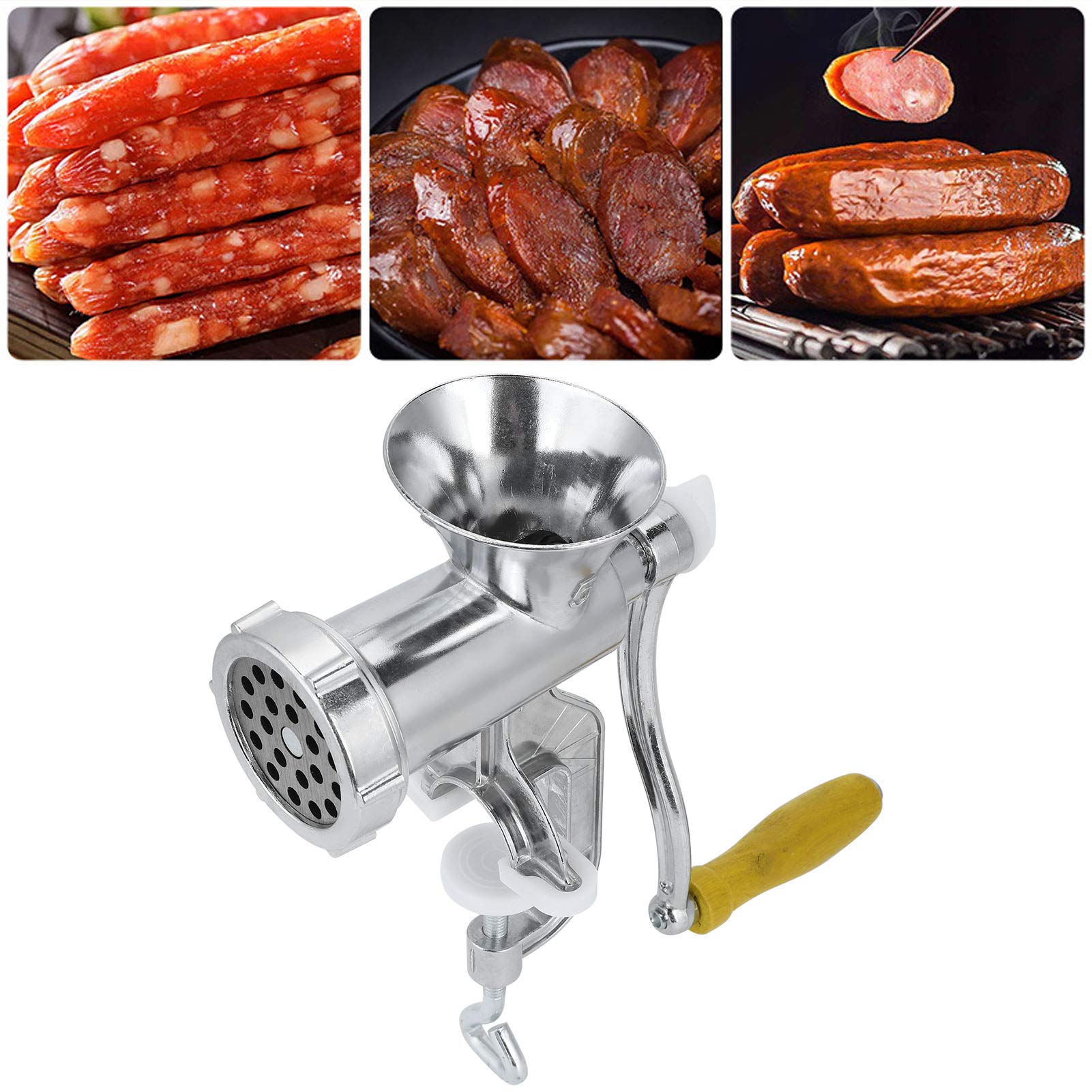 Heavy Duty Manual Meat Grinder - Multifunctional Hand Crank Food Processor with Table Clamp for Home Kitchen | Perfect for Grinding Beef, Pork, Sausage Stuffing & Food Prep | Dishwasher Safe Meat Mincer for Camping, BBQ & Everyday Cooking