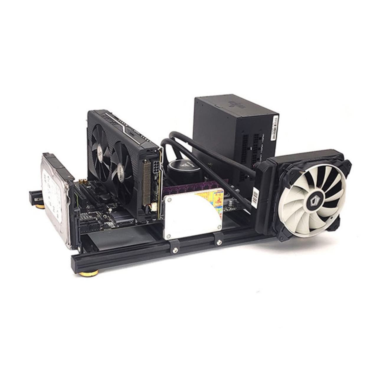 Mikikit Open Chassis Computer Case Bracket - Aluminum Motherboard & GPU Stand for PC Builds, Mining Rigs, and Test Benches - Enhanced Airflow for Gaming, Overclocking, and Hardware Testing