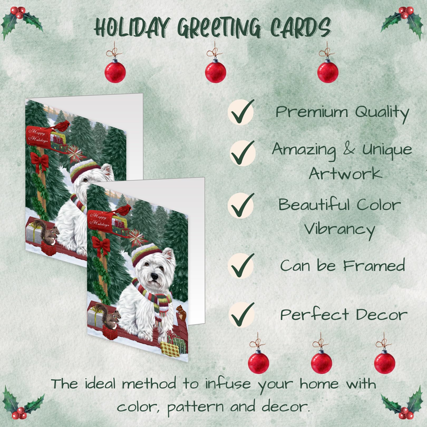 Merry Christmas Woodland Sled West Highland Terrier Dog Greeting Cards - 10 Adorable Pet Invitation Cards with Envelopes - Festive Holiday Pet Artwork for Christmas Wishes (Perfect for Pet Lovers, Holiday Mailings & Seasonal Decor)