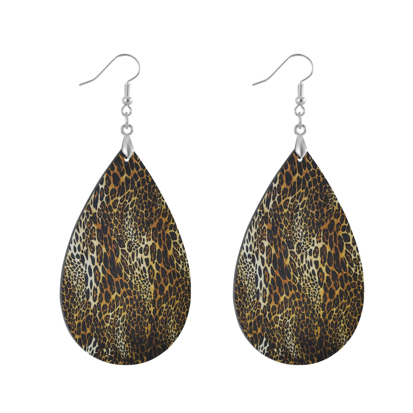 Animal Print Teardrop Dangle Earrings - Lightweight Wooden Leopard Skin Drop Earrings for Women & Girls | Statement Jewelry Gift for Her | Perfect for Parties, Date Nights & Casual Wear