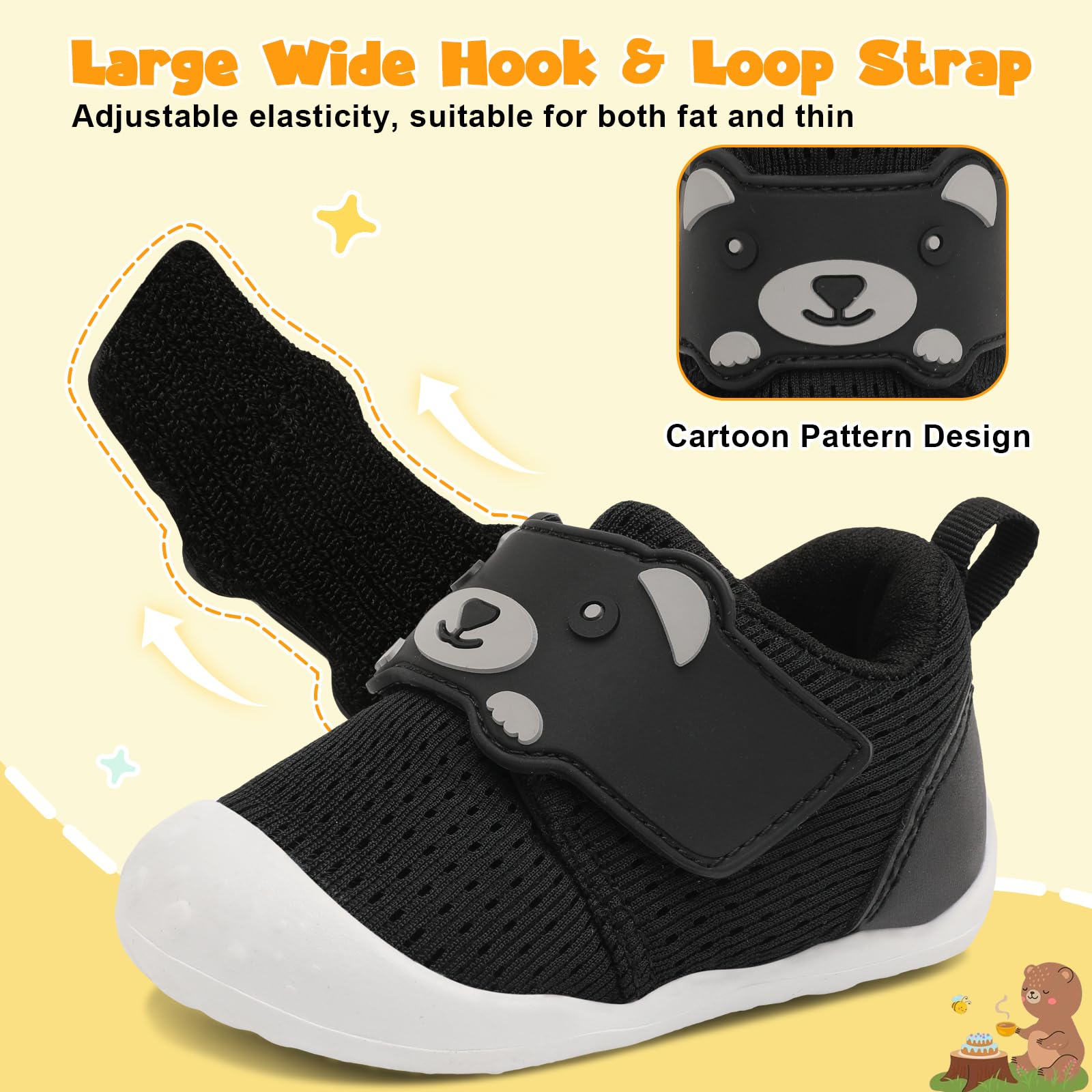 FEETCITY Baby Walking Shoes - Wide Infant Sneakers for Boys & Girls | Breathable Barefoot Toddler Shoes | Slip-On Crib Shoes for First Steps & Indoor Play
