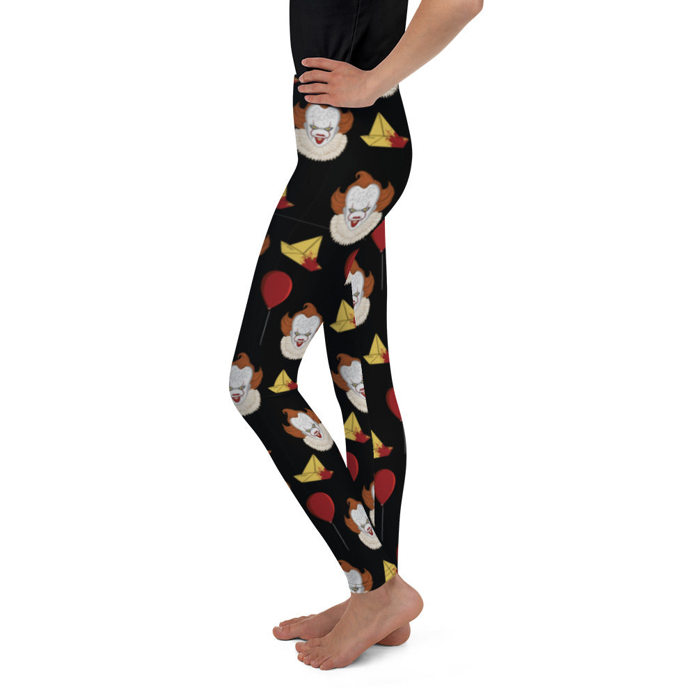 Funny It Clown All Over Print Youth Leggings - Comfortable & Stylish Halloween Costume, Cosplay Outfit for Kids & Teens