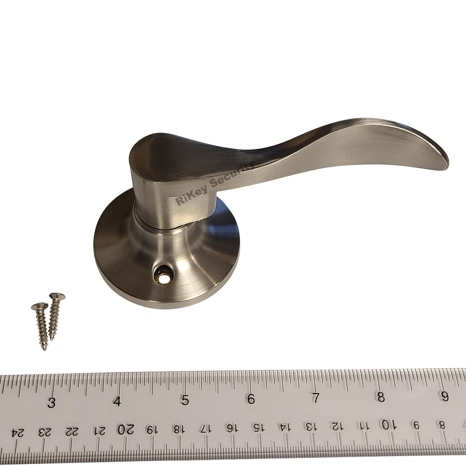 New Wave Style Dummy Closet Door Lock Lever Handle - Satin Stainless Steel (Left Hand) - Perfect for Bedrooms, Bathrooms & Kids' Safety