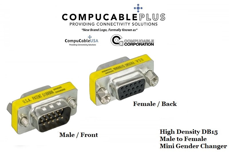 DB15 Male to Female Mini Gender Changer Adapter - 6 Pack High Density D-Sub Serial Coupler for Computer, Monitor & Industrial Equipment Connections
