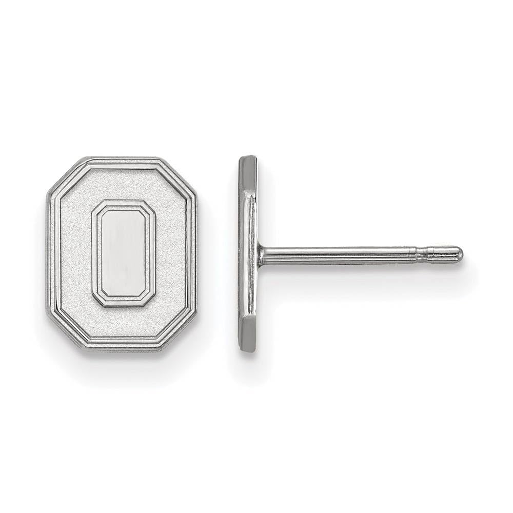 Ohio State Extra Small 3/8 Inch Post Earrings - 10k White Gold Studs for Women - Perfect for Everyday Wear, Gifts & Special Occasions
