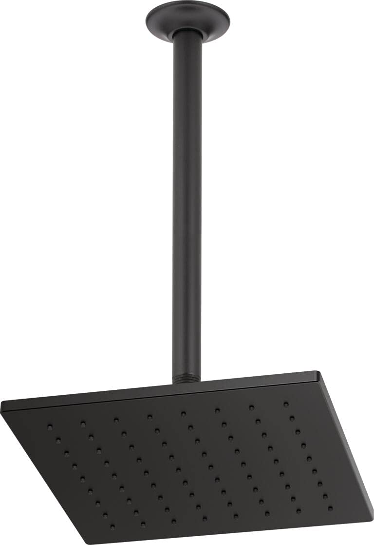 Premium Matte Black Rainfall Shower Head - High Pressure Ceiling Mount Metal Showerhead with Luxury Rain Spray (Includes Shower Arm) - Perfect for Spa-Like Bathroom Upgrades & Modern Home Renovations