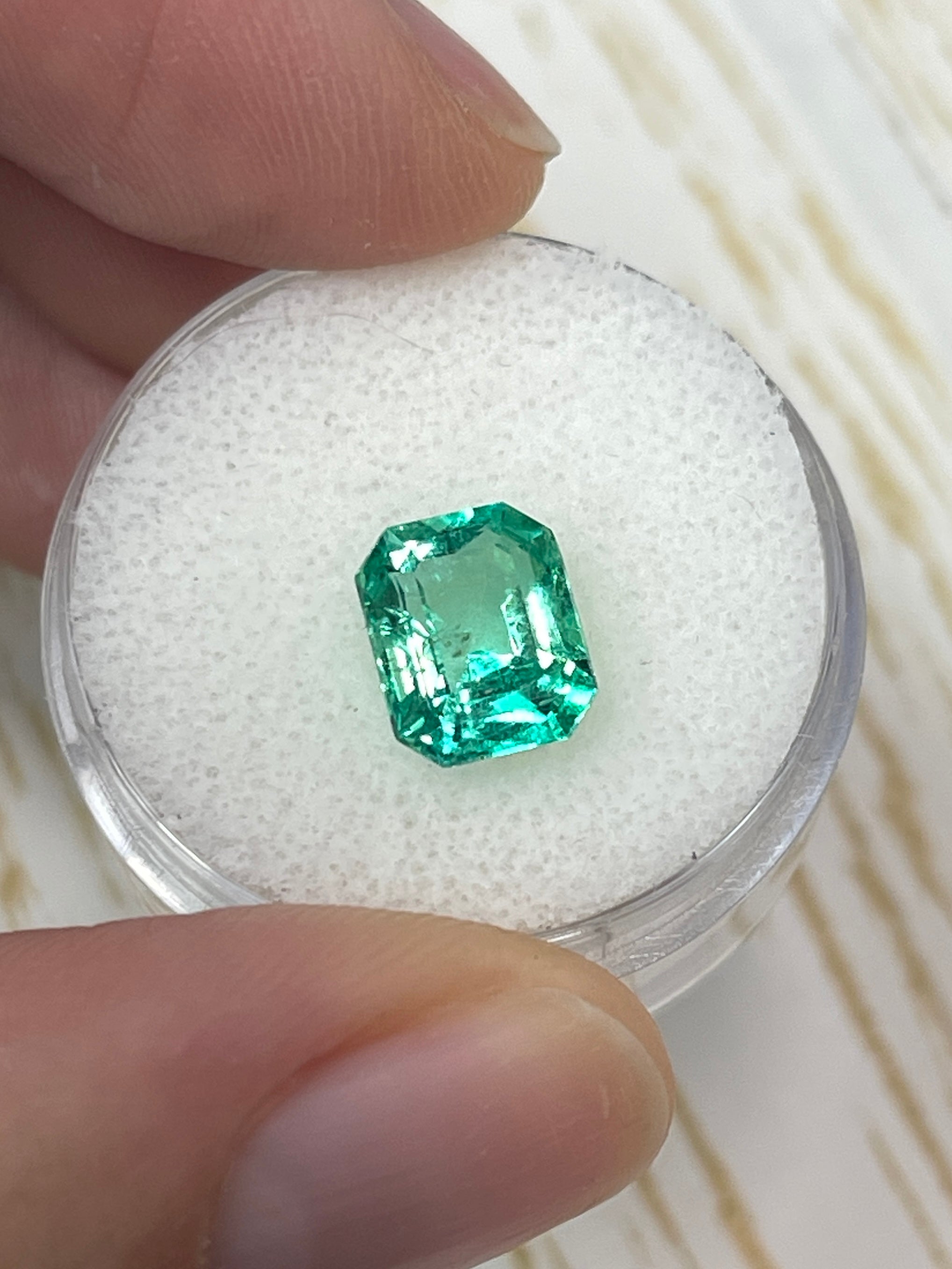 2.26 Carat 9x7mm Crystalline Yellowish Green Natural Loose Colombian Emerald - Emerald Cut Gemstone for Jewelry Making, Engagement Rings & Luxury Gifts