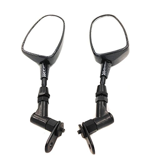 XKH Motorcycle Mini Mirrors - Universal Fit for Honda CBR600RR, Kawasaki Ninja 636 ZX6R, Yamaha YZF R6 R1 - Carbon Fiber Design - Perfect for Street Racing & Urban Commuting