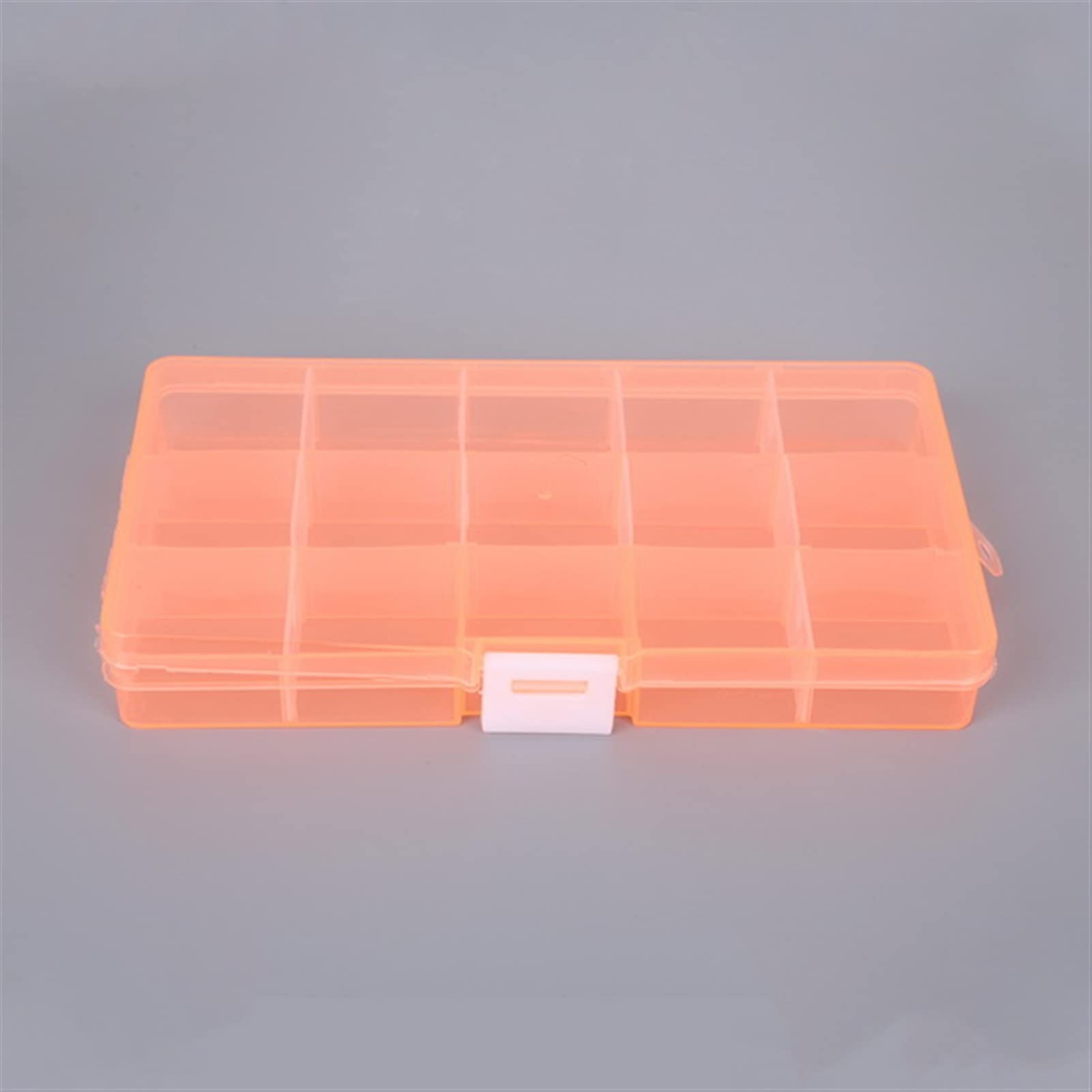 NFEGSIYA 15-Slot Adjustable Plastic Jewelry Storage Box - Transparent Craft Organizer for Jewelry, Tools & Accessories (Orange) | Perfect for Home Organization, DIY Projects & Travel Jewelry Cases
