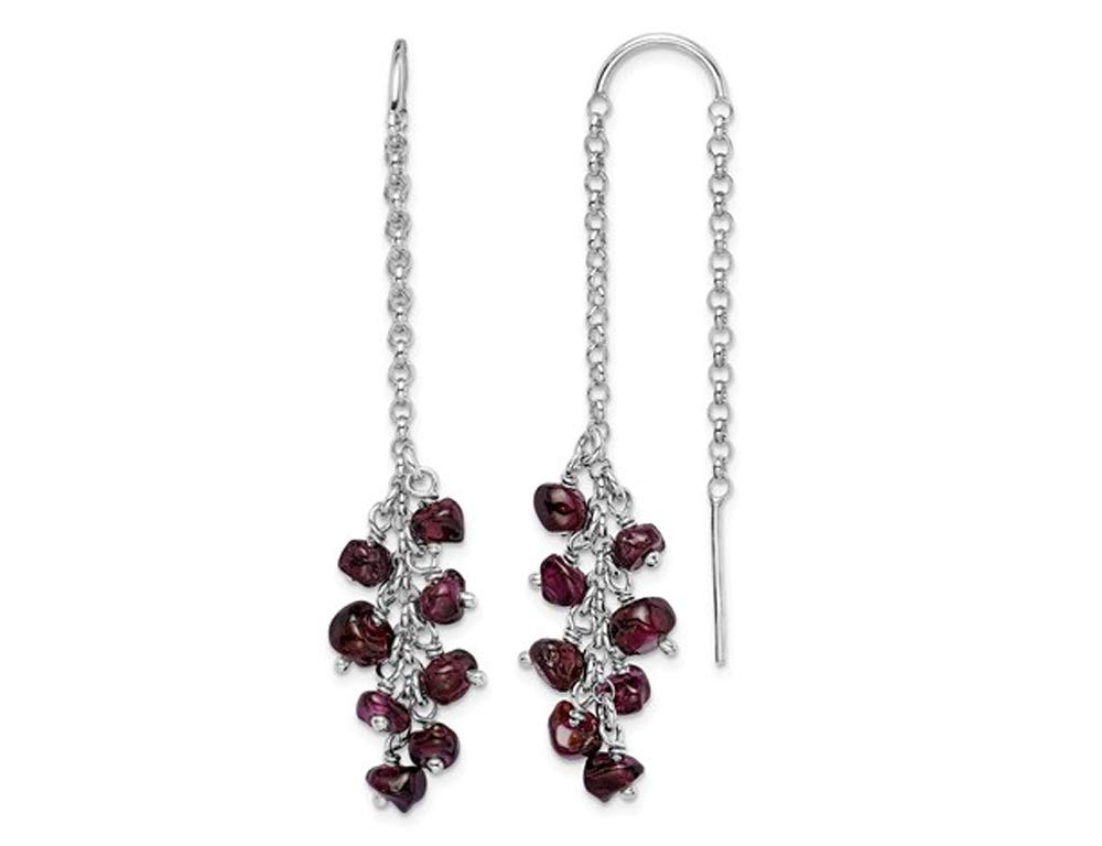 1.76 Carats (ctw) Genuine Garnet Dangle Earrings in Sterling Silver - Elegant Jewelry for Women, Perfect for Parties, Weddings & Special Occasions