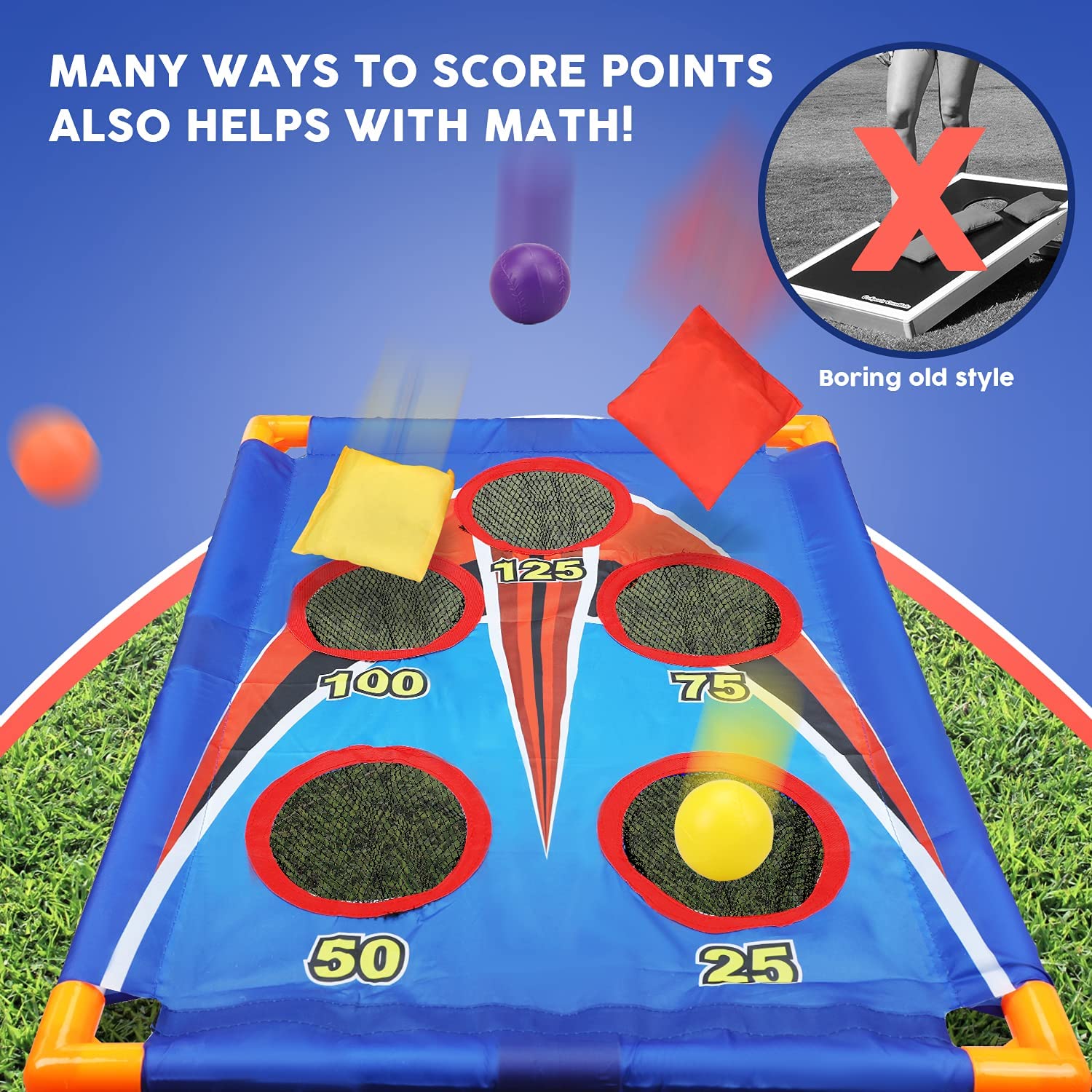 TOY Life Kids Cornhole Outdoor Game Set - Dinosaur Themed Bean Bag Toss for Ages 3-7 - Fun Backyard Lawn Games for Family Picnics, Birthday Parties & Outdoor Playtime