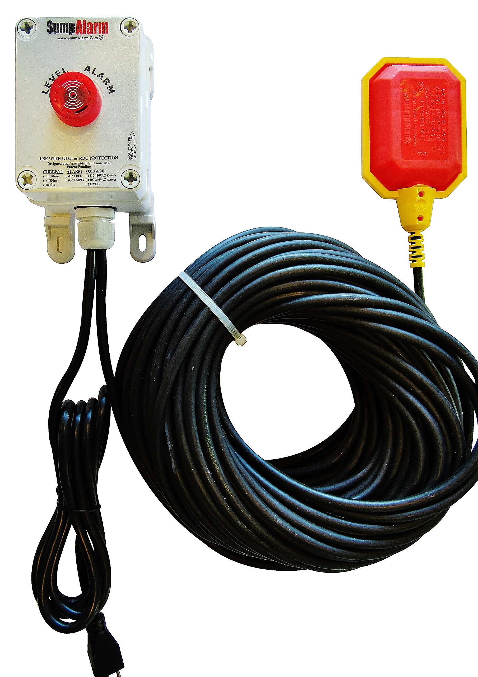 High Water Alarm for Sump Pump & Septic Tank - 90dB Weatherproof Audible Alarm with 100ft Float Switch - Indoor/Outdoor Flood Detection - Ideal for Basements, Crawl Spaces & Septic Systems