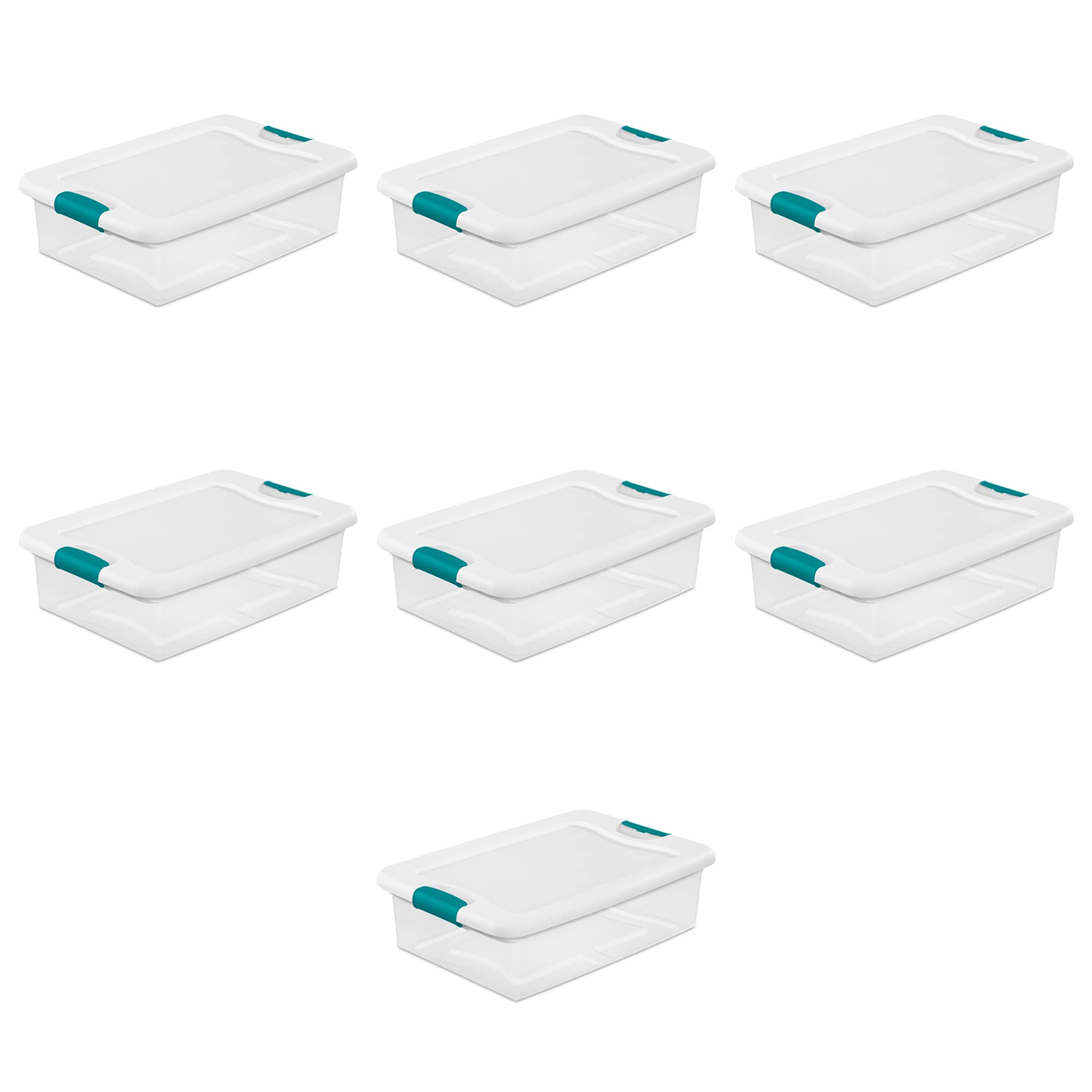 Sterilite 32 Quart Clear Stackable Storage Containers with Secure White Latching Lids - 7-Pack Organizer Set for Home, Office & Closet Organization | Perfect for Seasonal Storage, Toy Organization & Pantry Supplies