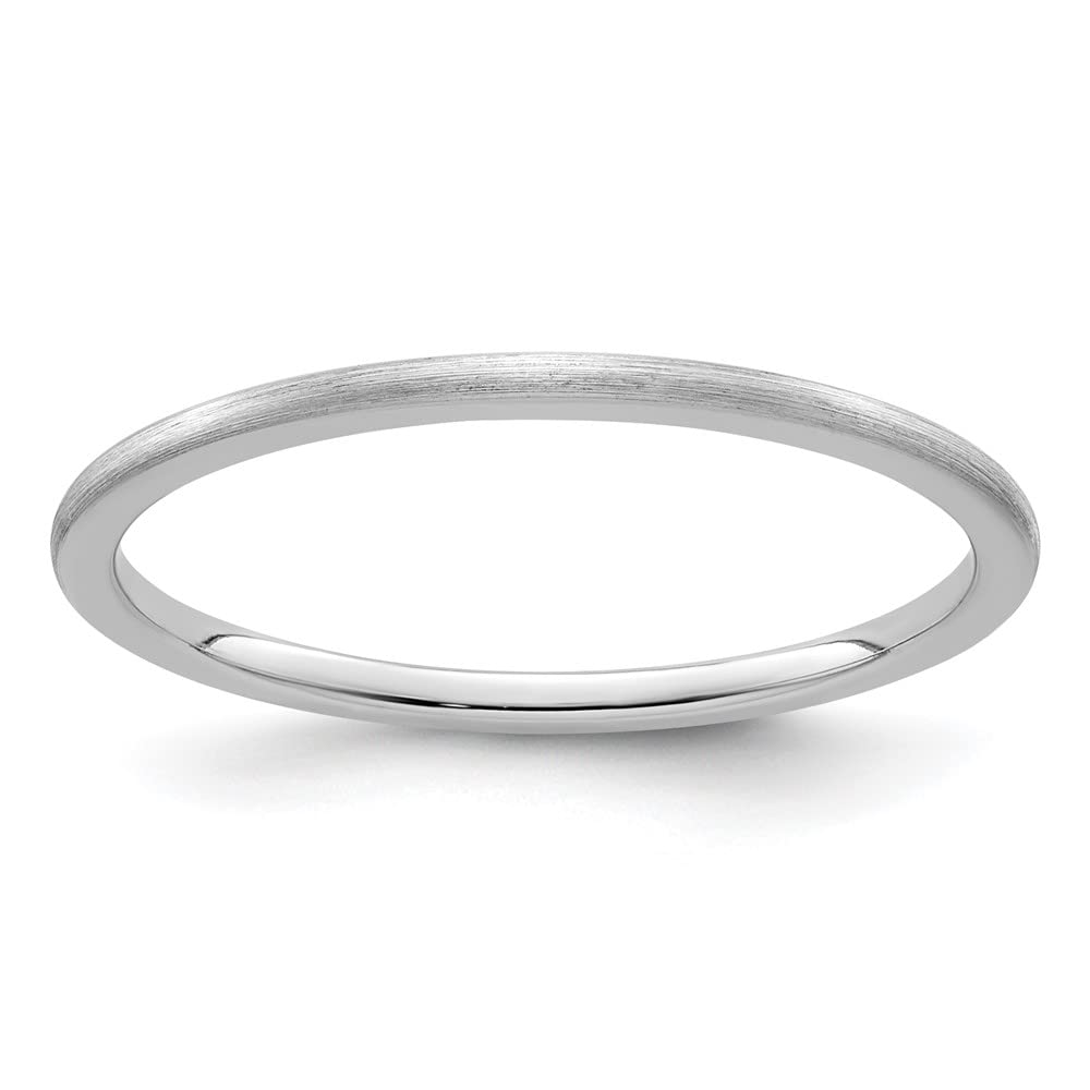 10K White Gold 1.2mm Half Round Satin Stackable Band Ring - Dainty Women's Fine Jewelry for Everyday Wear, Anniversary & Birthday Gifts for Her