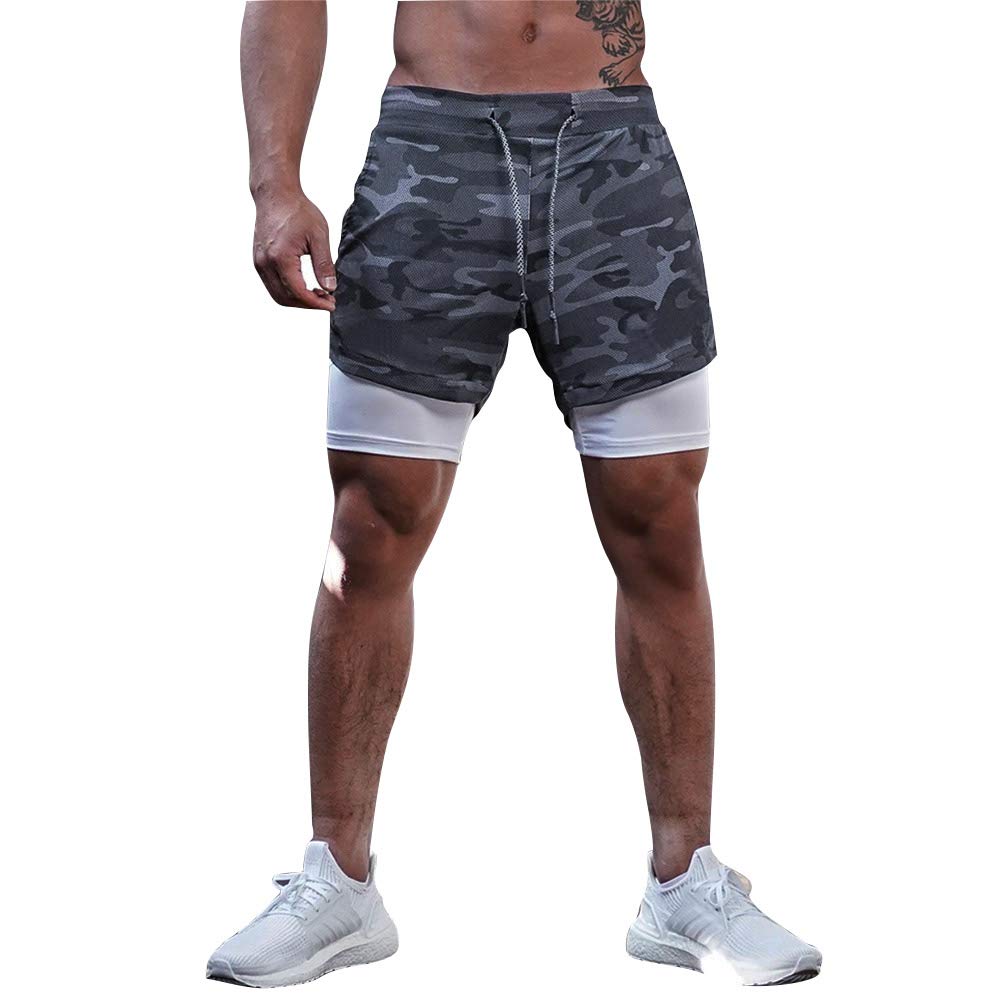 Surenow Men's Running Shorts - 2-in-1 Workout Shorts with Liner, 7-Inch Gym & Yoga Shorts for Men - Perfect for Running, Training, Outdoor Sports & Active Lifestyle