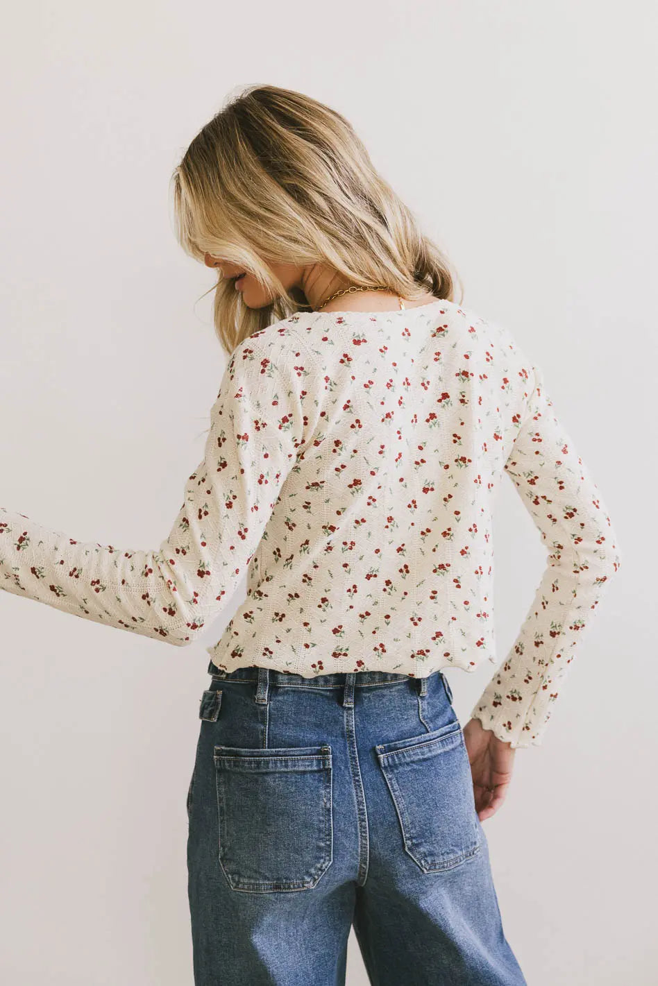 Karrie Floral Knit Cardigan for Women - Lightweight Open Front Sweater with Floral Pattern - Perfect for Spring, Fall & Casual Outings