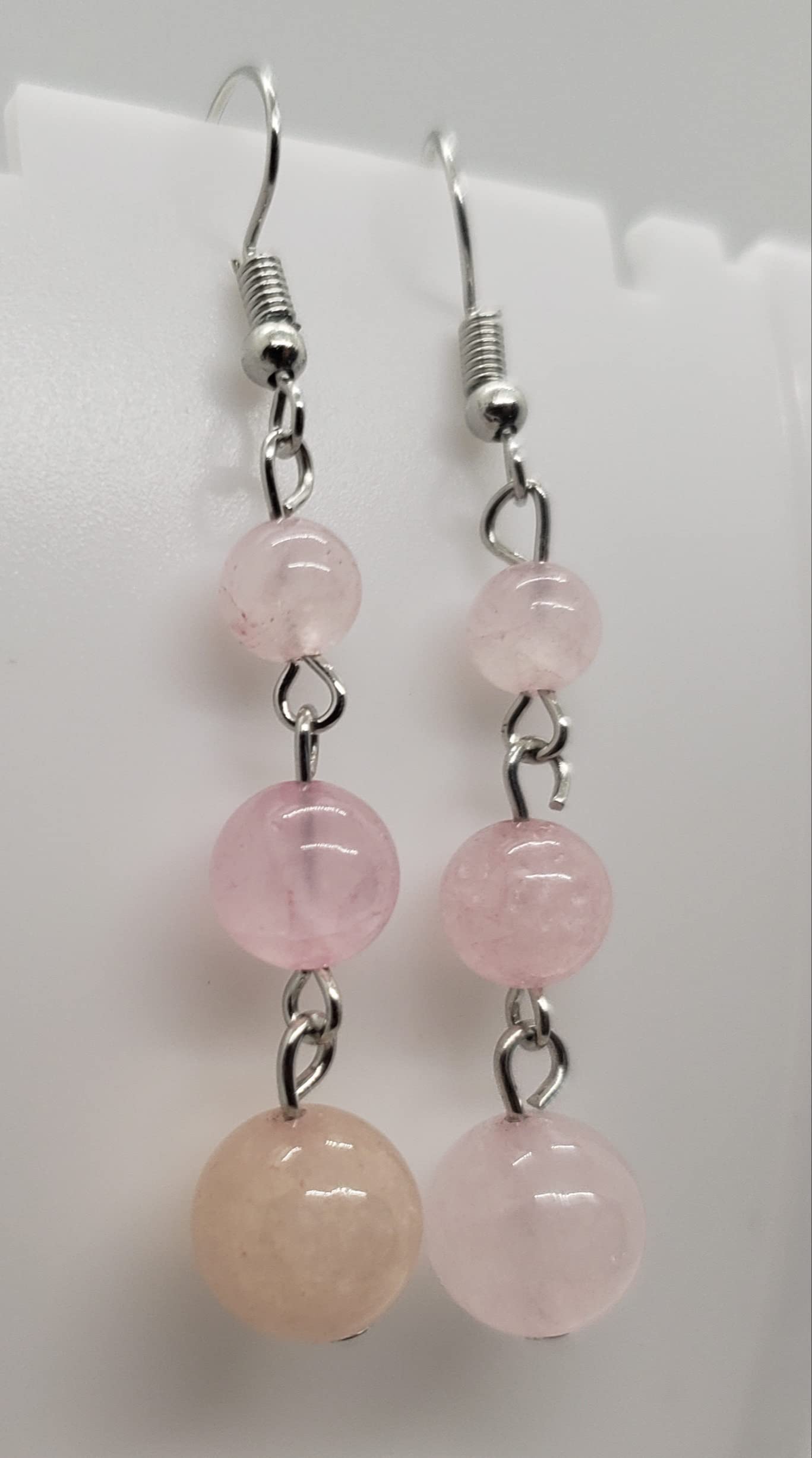 Rose Quartz Silver Earrings for Women - Round Gemstone Stud Earrings for Healing, Love & Positive Energy - Perfect for Gifts, Meditation & Everyday Wear