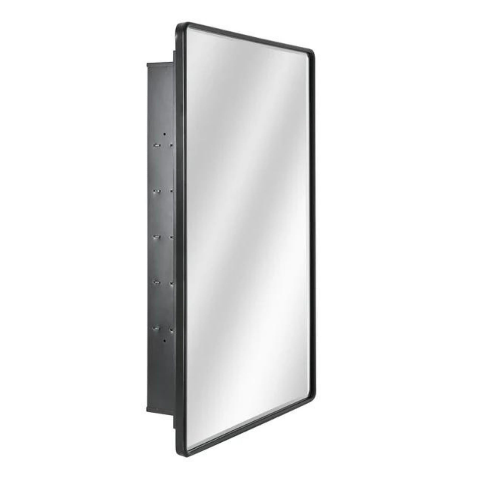 Head West Black Metal Recessed Medicine Cabinet with Beveled Mirror - 16