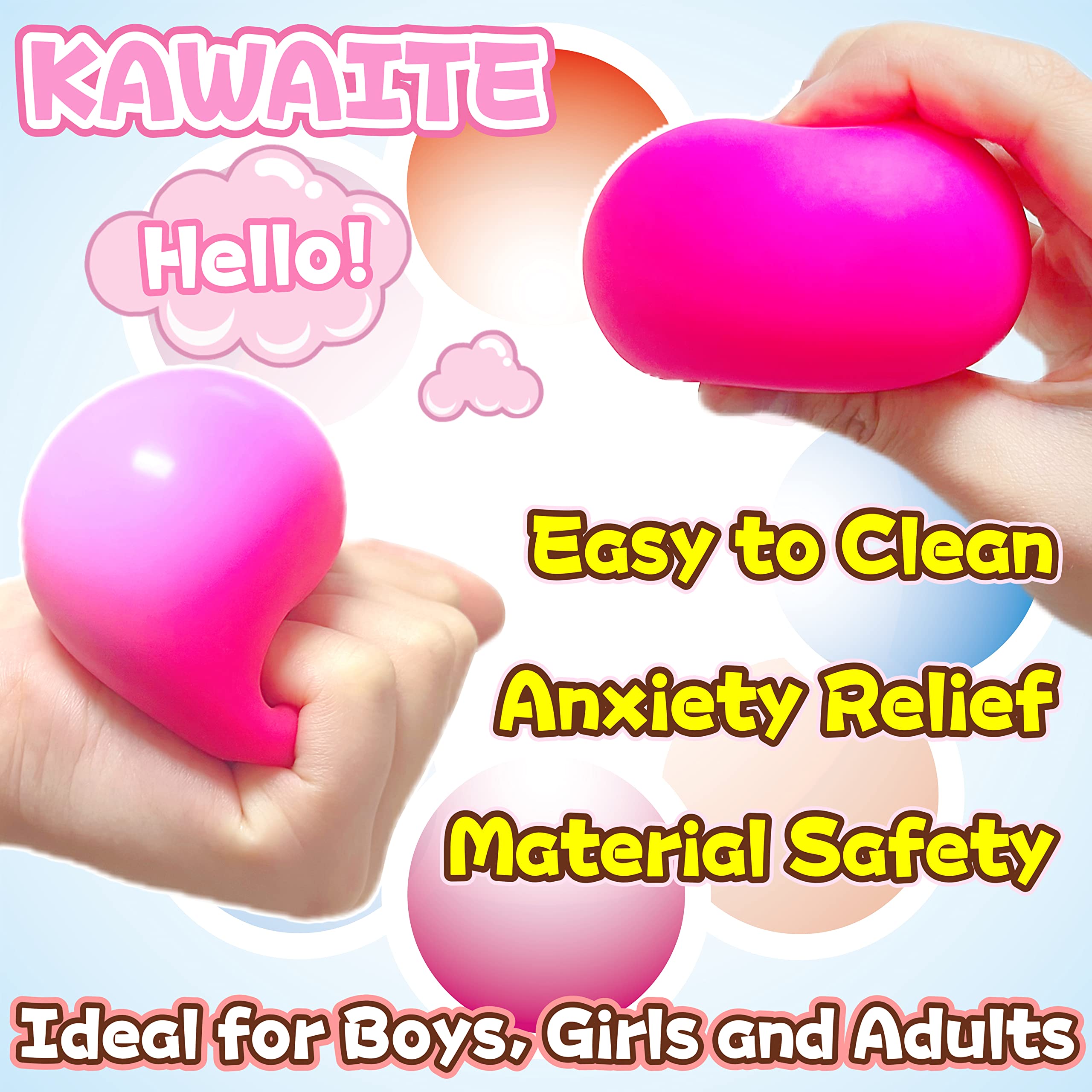 Soft Squishy Dough Stress Ball for Kids & Adults - 1 Pack Stretchy Squeeze Fidget Toy, Pink Anxiety Relief Ball for Teens with ADHD, Autism & Special Needs | Perfect for Office, Classroom & Home Stress Relief