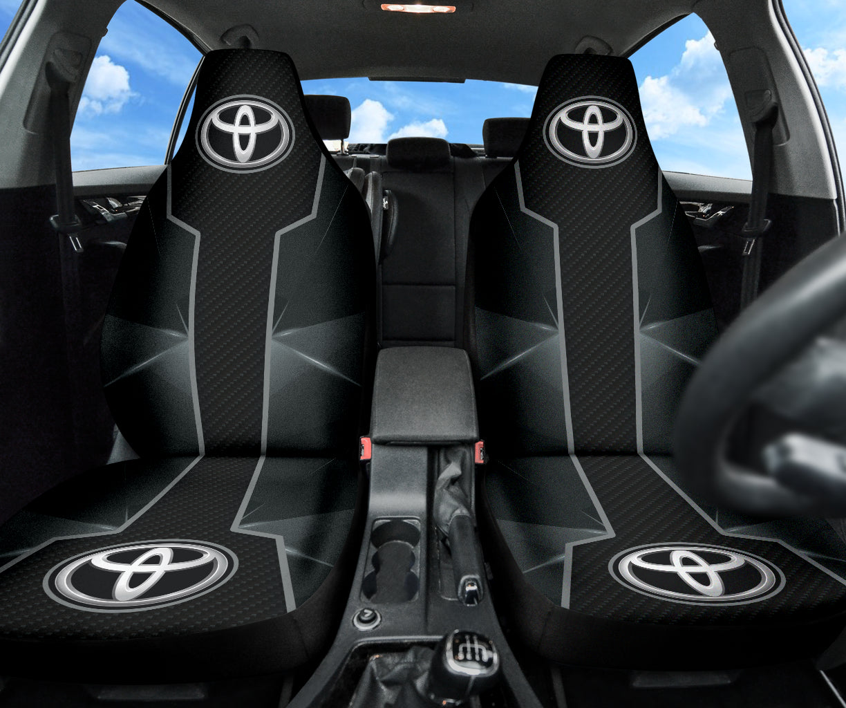 Premium Toyota Black Car Seat Covers - Universal Fit for Most Models (210101) | Durable Neoprene Material for Comfort & Protection | Perfect for Daily Commute, Road Trips & Outdoor Adventures