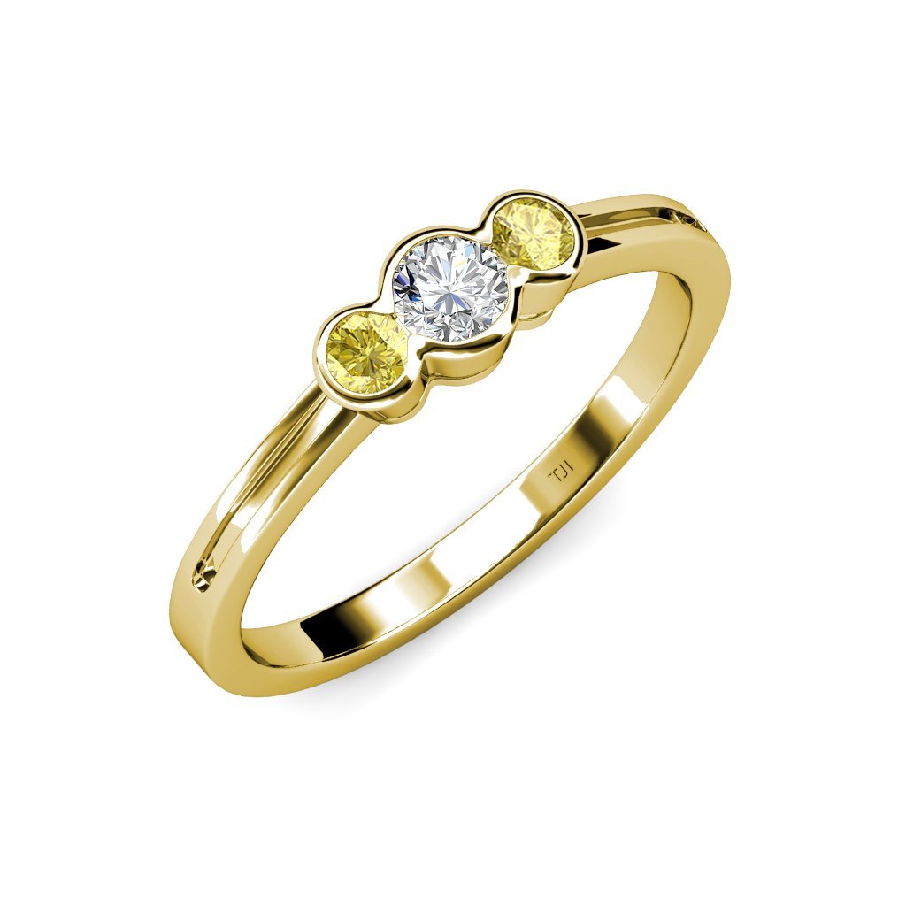 0.50ct Diamond & Yellow Sapphire Ring in 14K Gold for Wedding & Engagement
