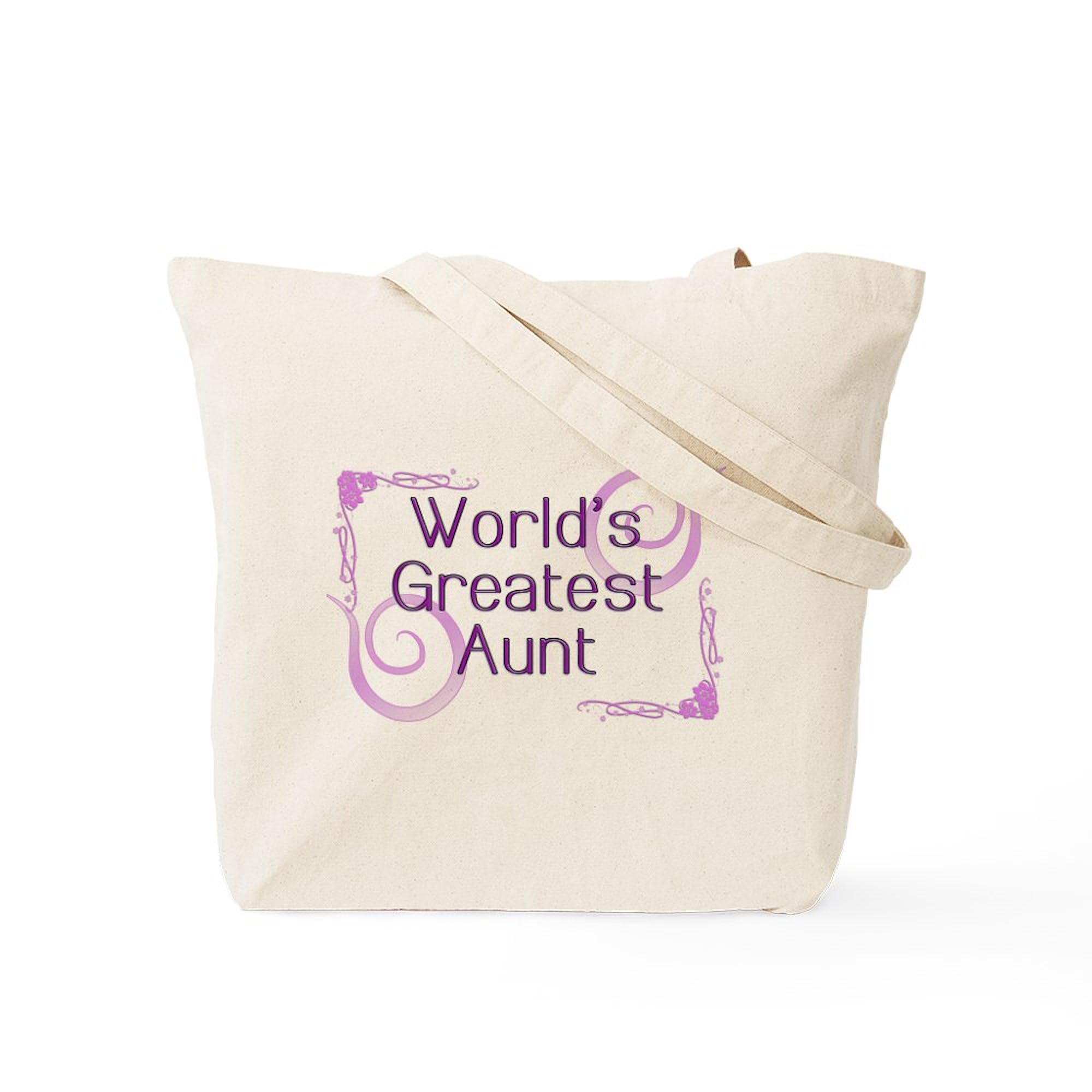 World's Greatest Aunt Tote Bag - Natural Canvas Reusable Shopping Bag for Women - Perfect Gift for Aunts, Birthday, Mother's Day & Grocery Shopping