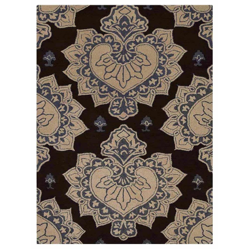 Hand Tufted Wool Eco-Friendly Area Rugs 5'x8' Rectangle - Cream & Brown Floral Modern Design High Pile Thick Handmade Rug for Living Room, Bedroom, Nursery & Home Office - Soft & Durable Floor Decor (K00507)